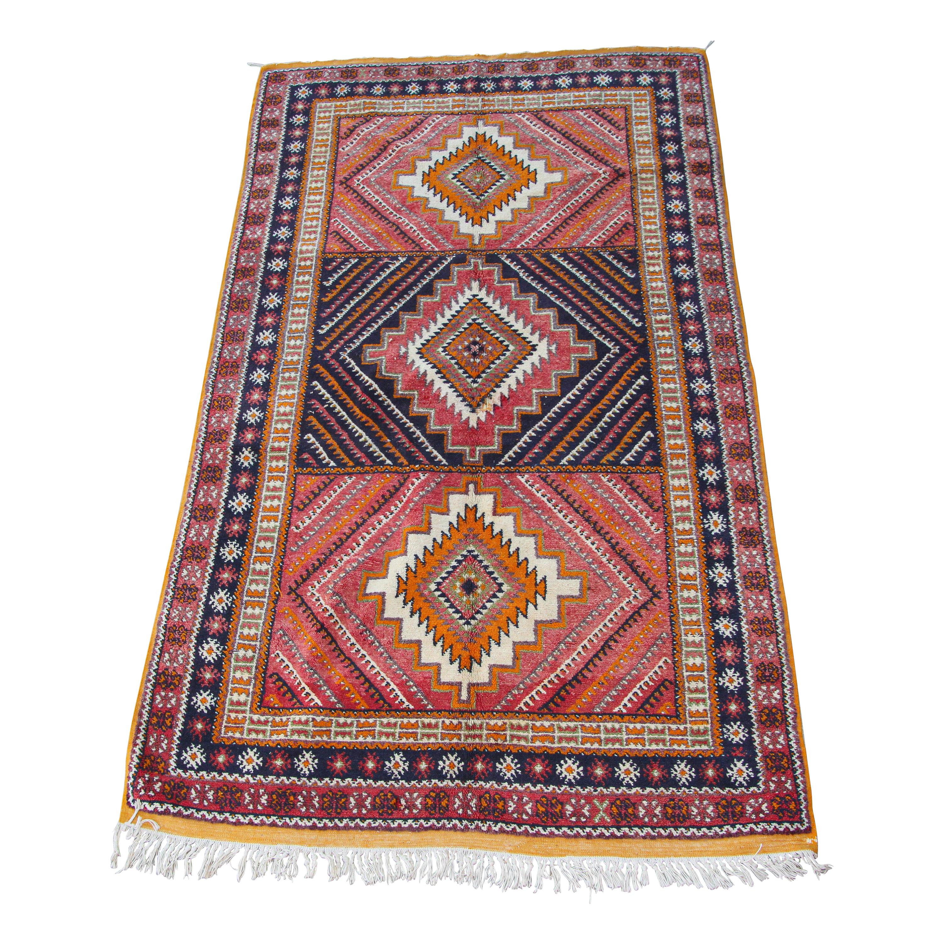 1960s Moroccan Vintage Berber Rug For Sale