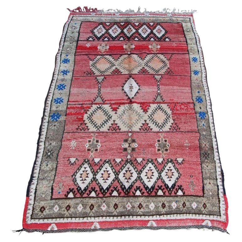 Moroccan Vintage Hand-Woven Boujad Berber Rug, circa 1960