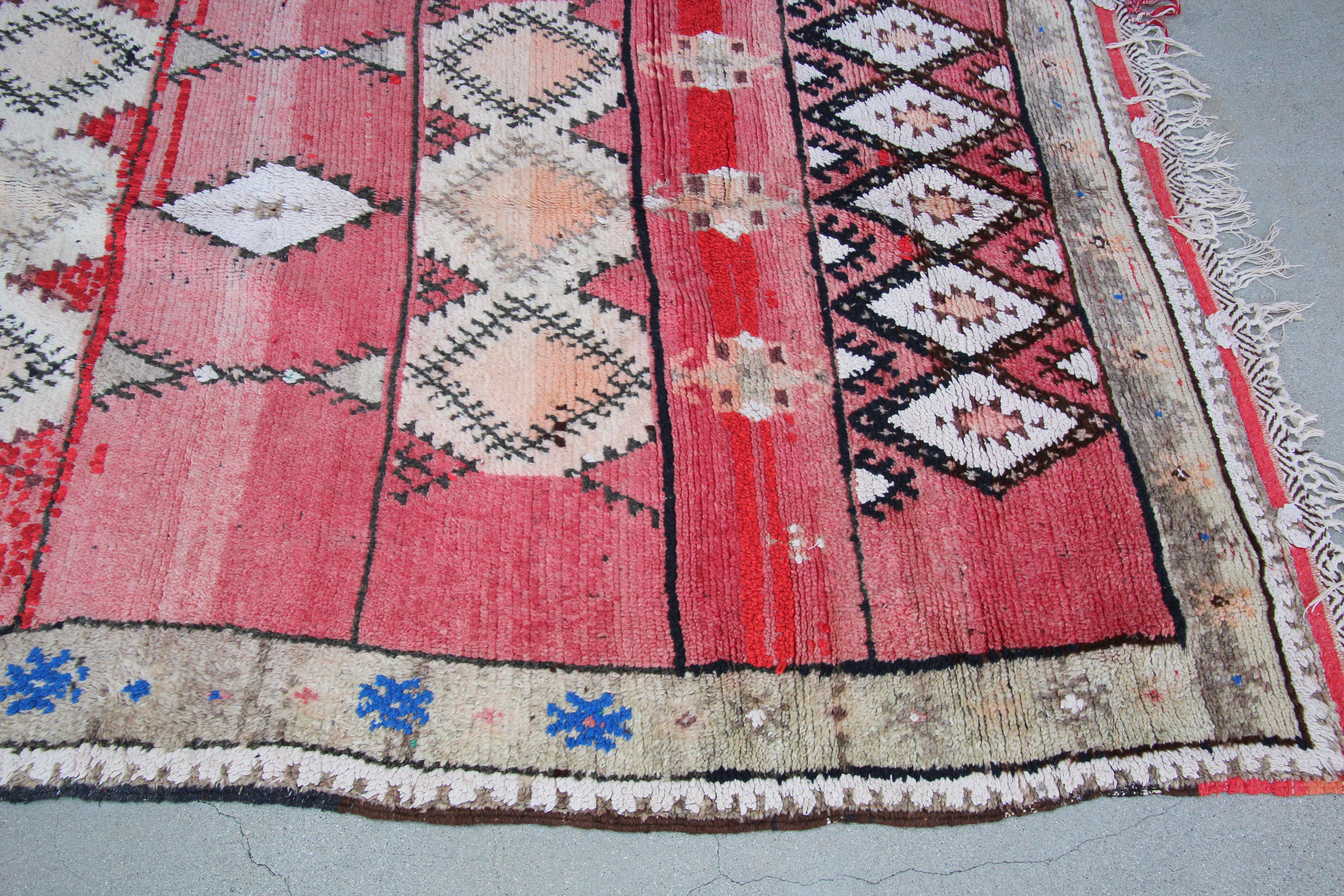 Wool Moroccan Vintage Hand-Woven Boujad Berber Rug, circa 1960 For Sale