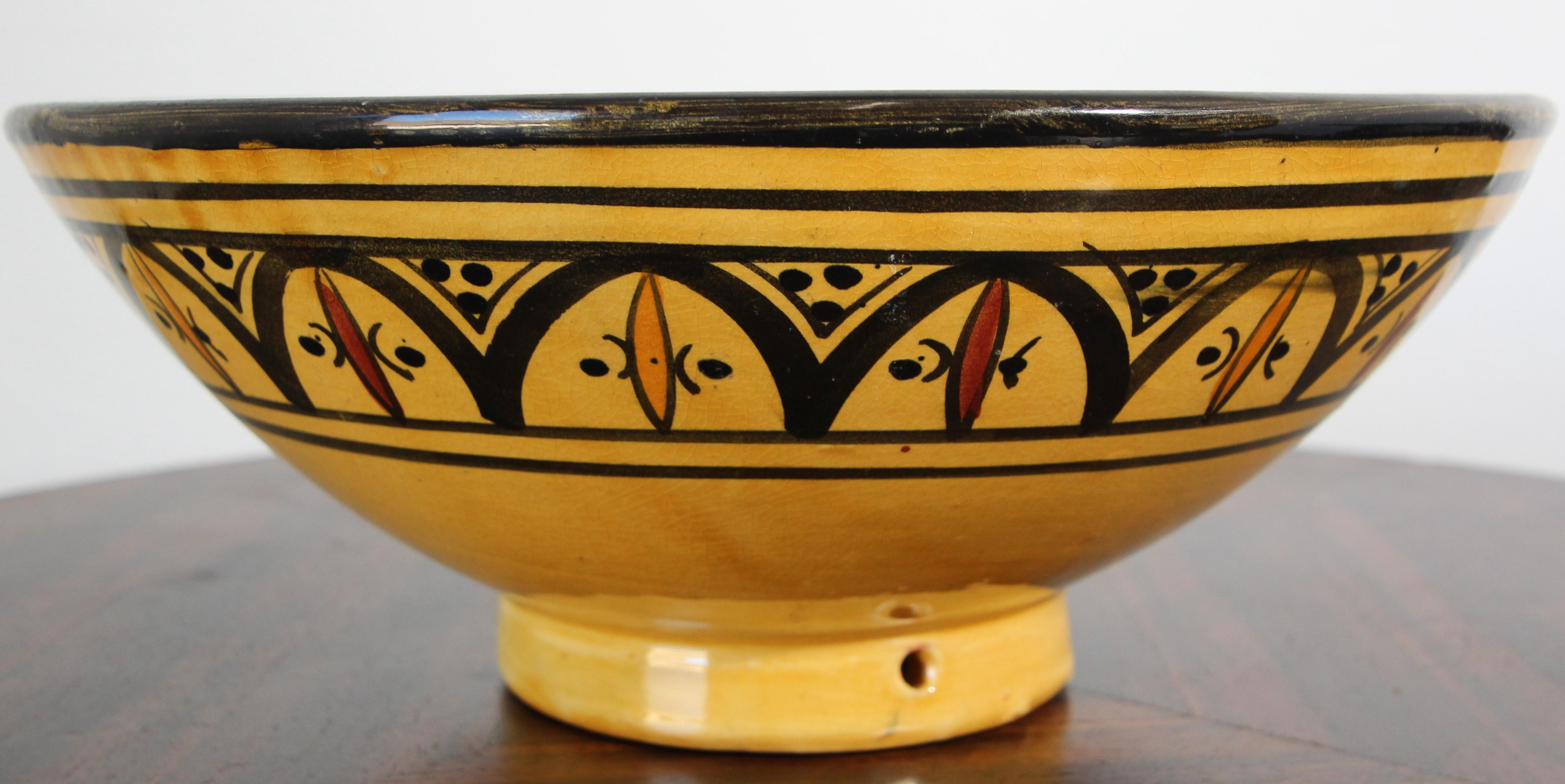 Moroccan Vintage Handcrafted Ceramic Yellow Bowl 3