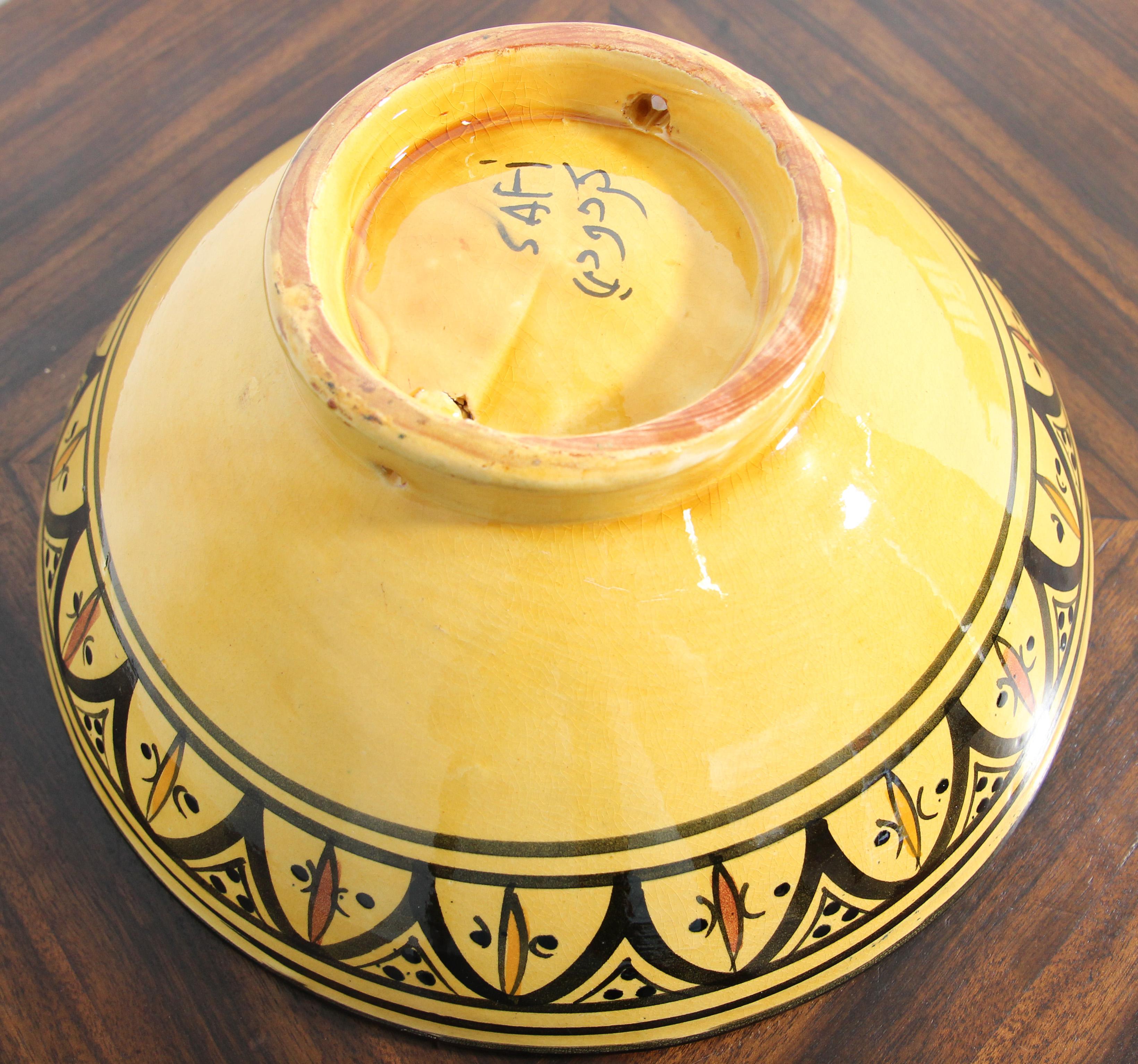 Moroccan Vintage Handcrafted Ceramic Yellow Bowl 4