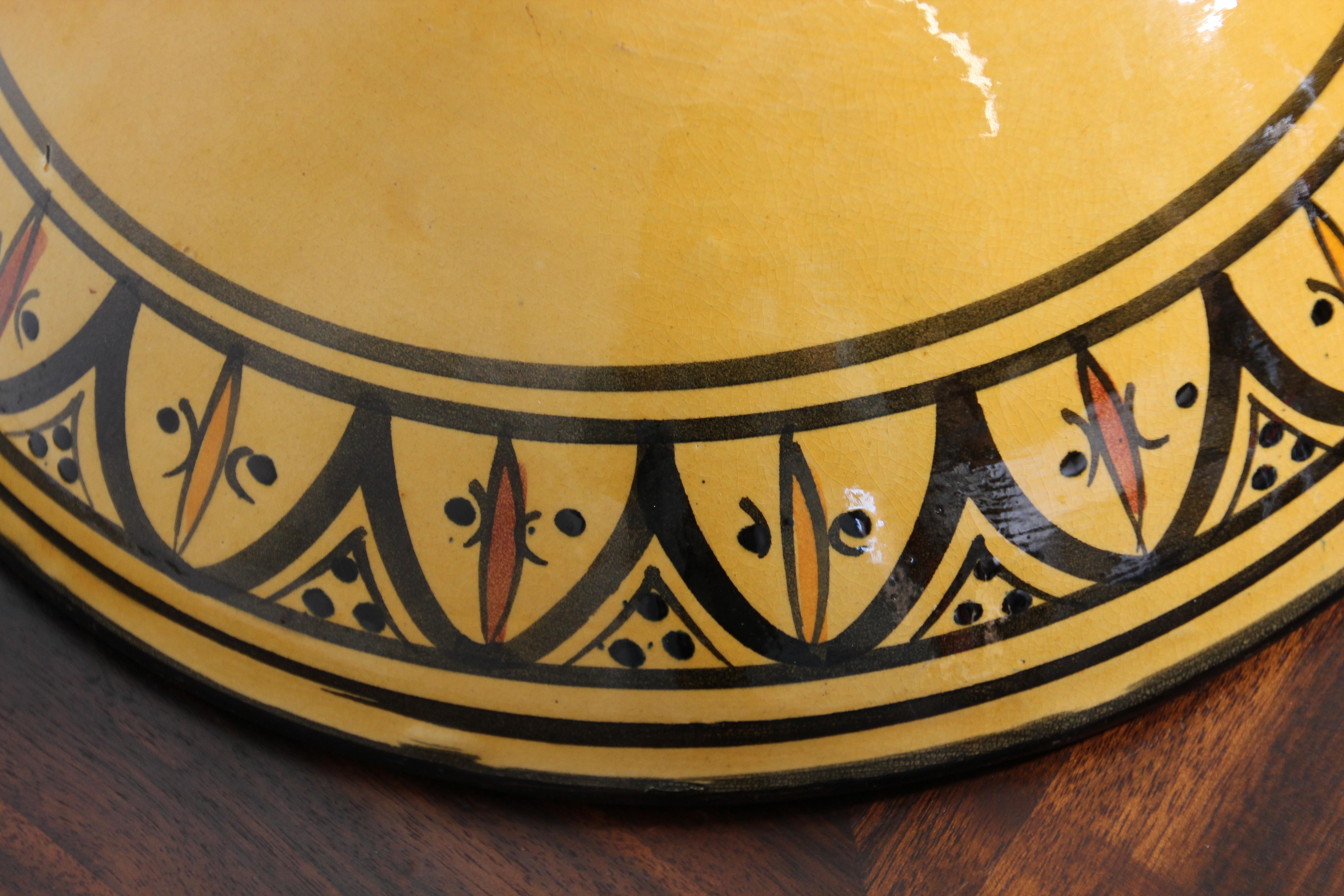 Moroccan Vintage Handcrafted Ceramic Yellow Bowl 7