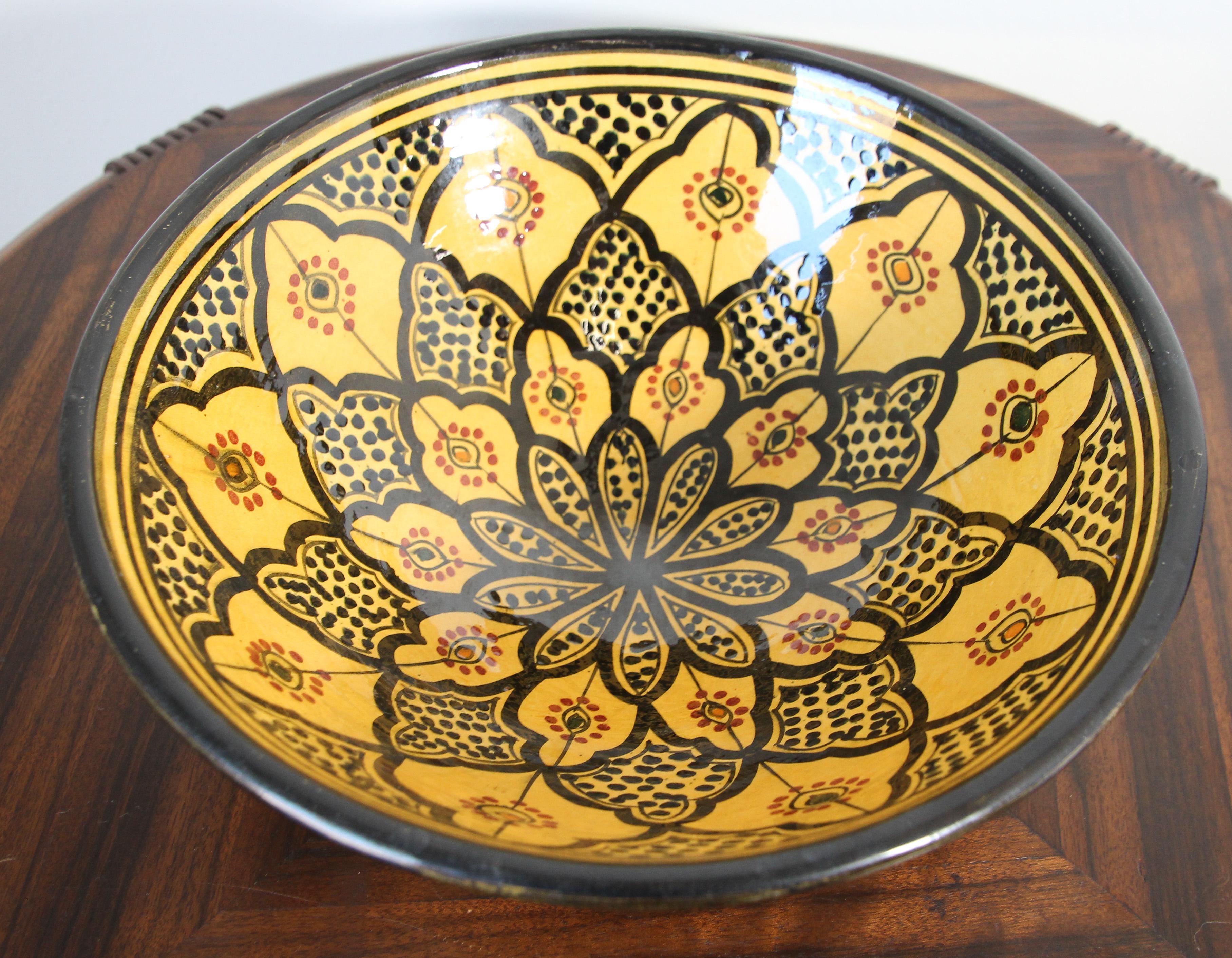 Moorish Moroccan Vintage Handcrafted Ceramic Yellow Bowl