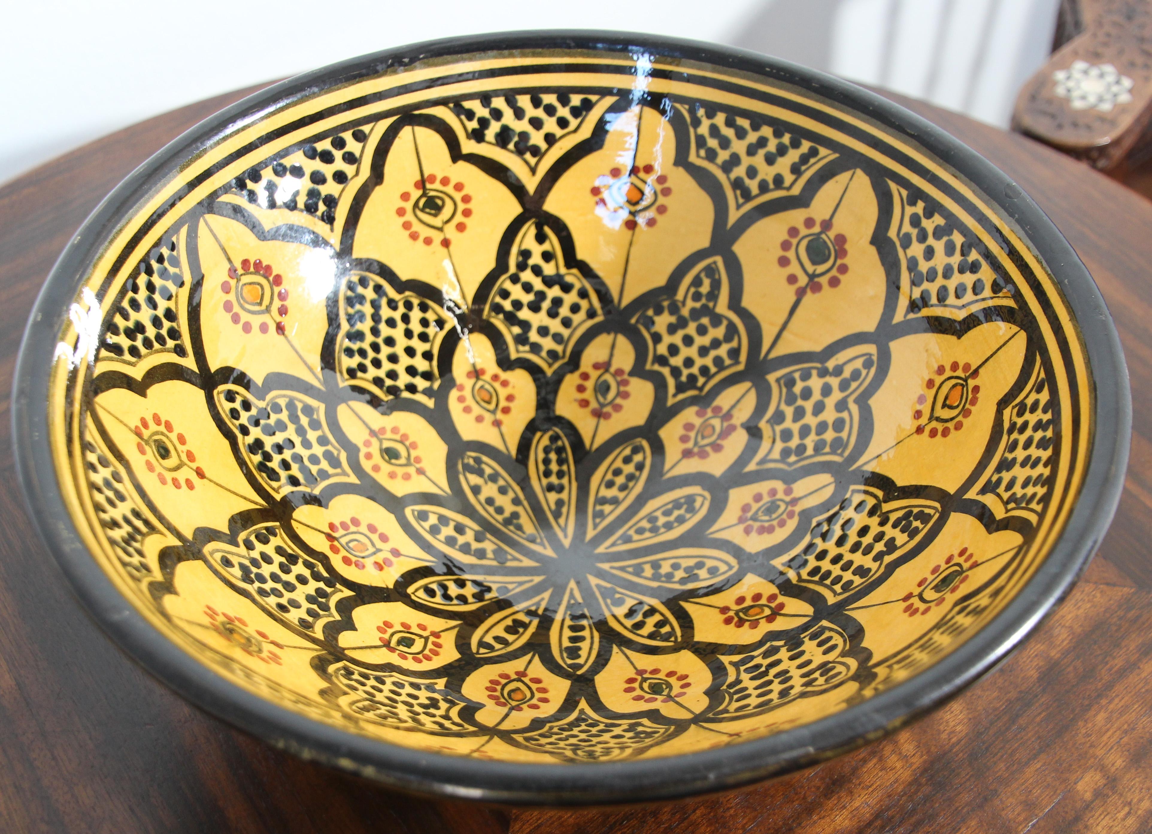 Hand-Crafted Moroccan Vintage Handcrafted Ceramic Yellow Bowl