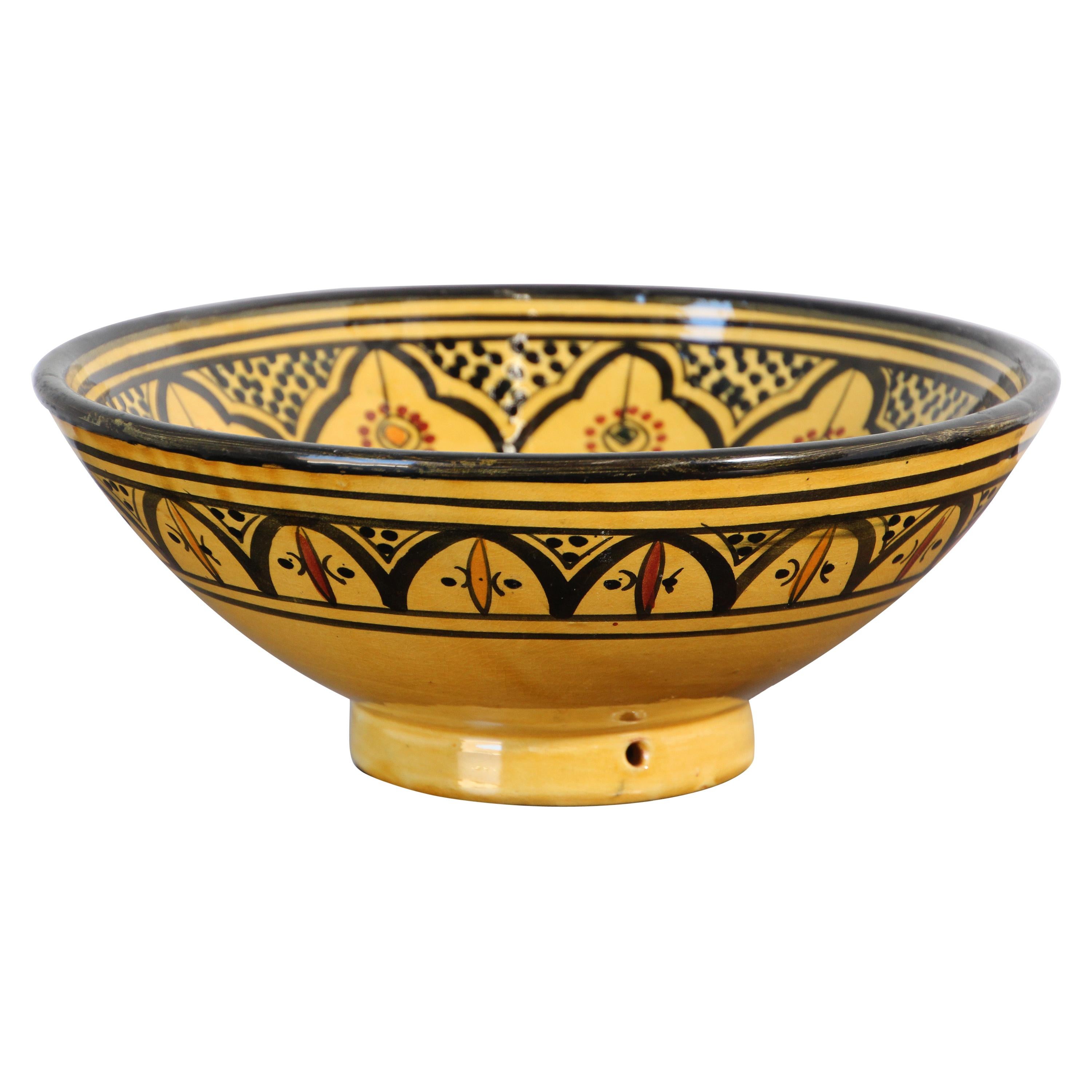 Moroccan Vintage Handcrafted Ceramic Yellow Bowl