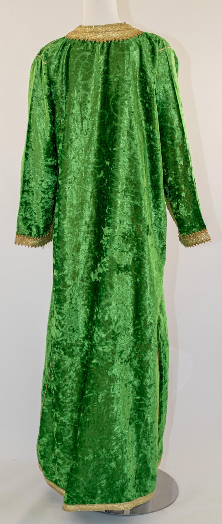 Moroccan Vintage Kaftan Emerald Green Velvet Gold Embroidered Caftan ...