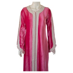 Moroccan Vintage Kaftan Fuchsia Velvet Bohemian Caftan 1970