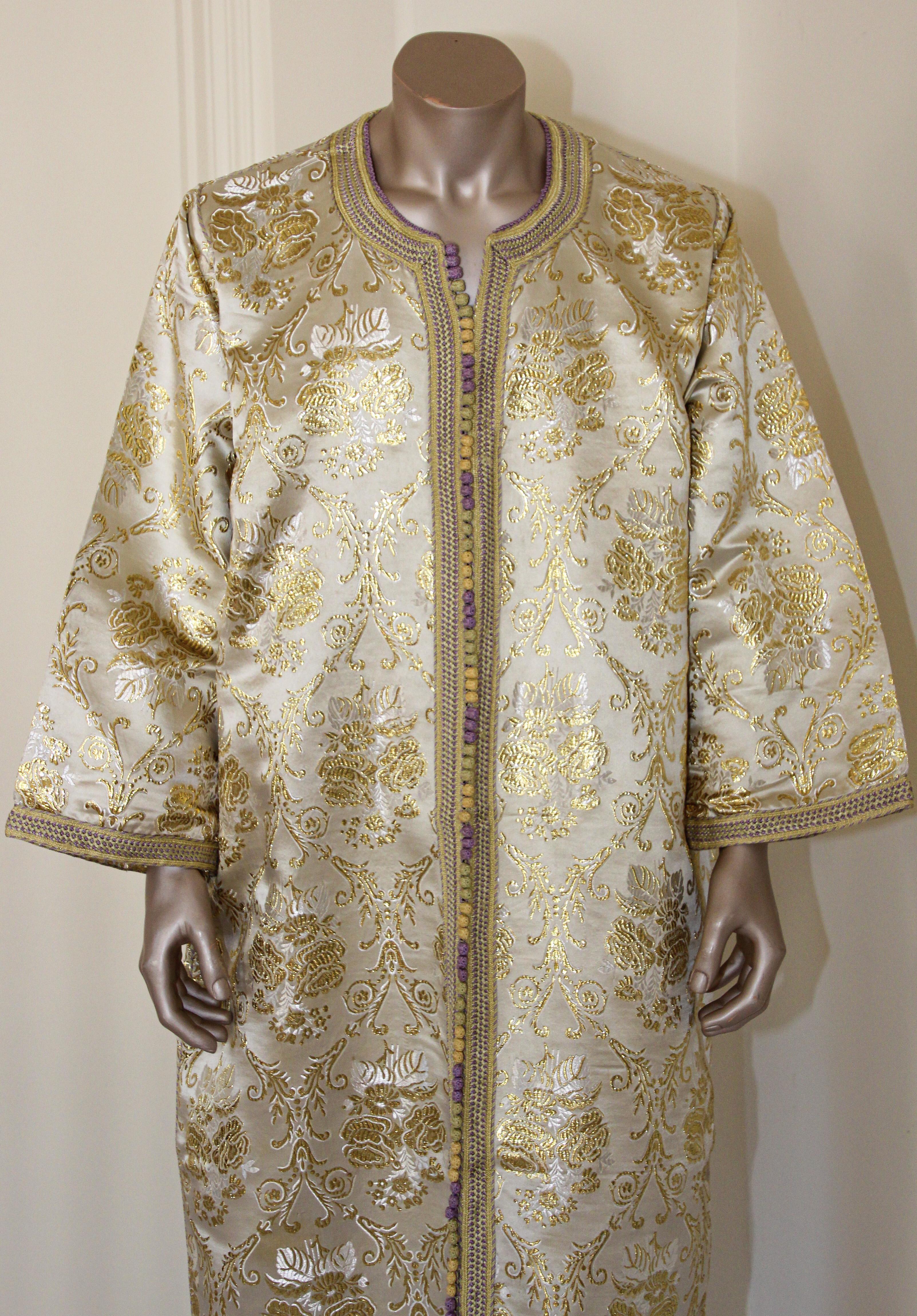 Kaftano marocchino vintage Gentleman Damasco Oro, circa 1970 in vendita 13