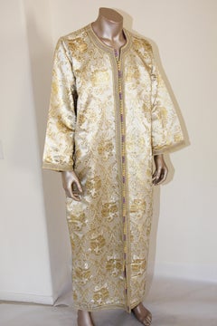 Moroccan Vintage Kaftan Gentleman Damask Gold Caftan, circa 1970