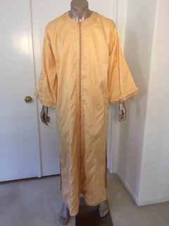 Moroccan Vintage Kaftan Gentleman Yellow Gold Caftan Circa 1970