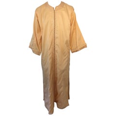 Moroccan Vintage Kaftan Gentleman Yellow Gold Caftan, circa 1970