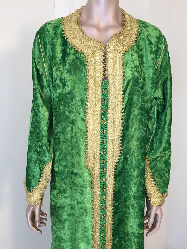 Moroccan Vintage Kaftan Jade Green Velvet and Gold Moroccan Vintage Kaftan Jade Green Velvet and Gold