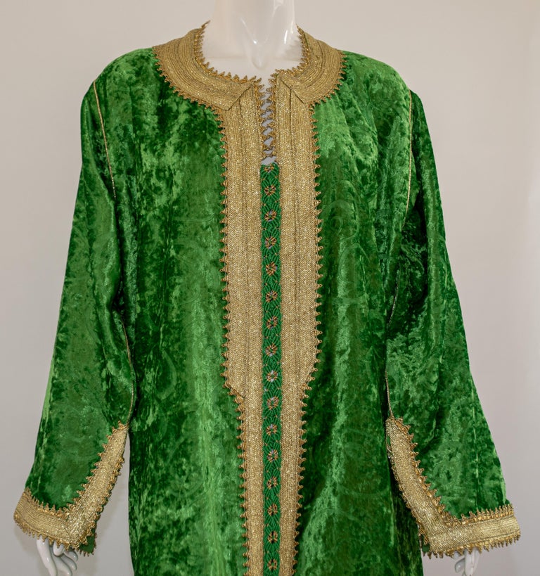 Moroccan Vintage Kaftan Green Velvet and Gold Trim Caftan Circa 1970 ...