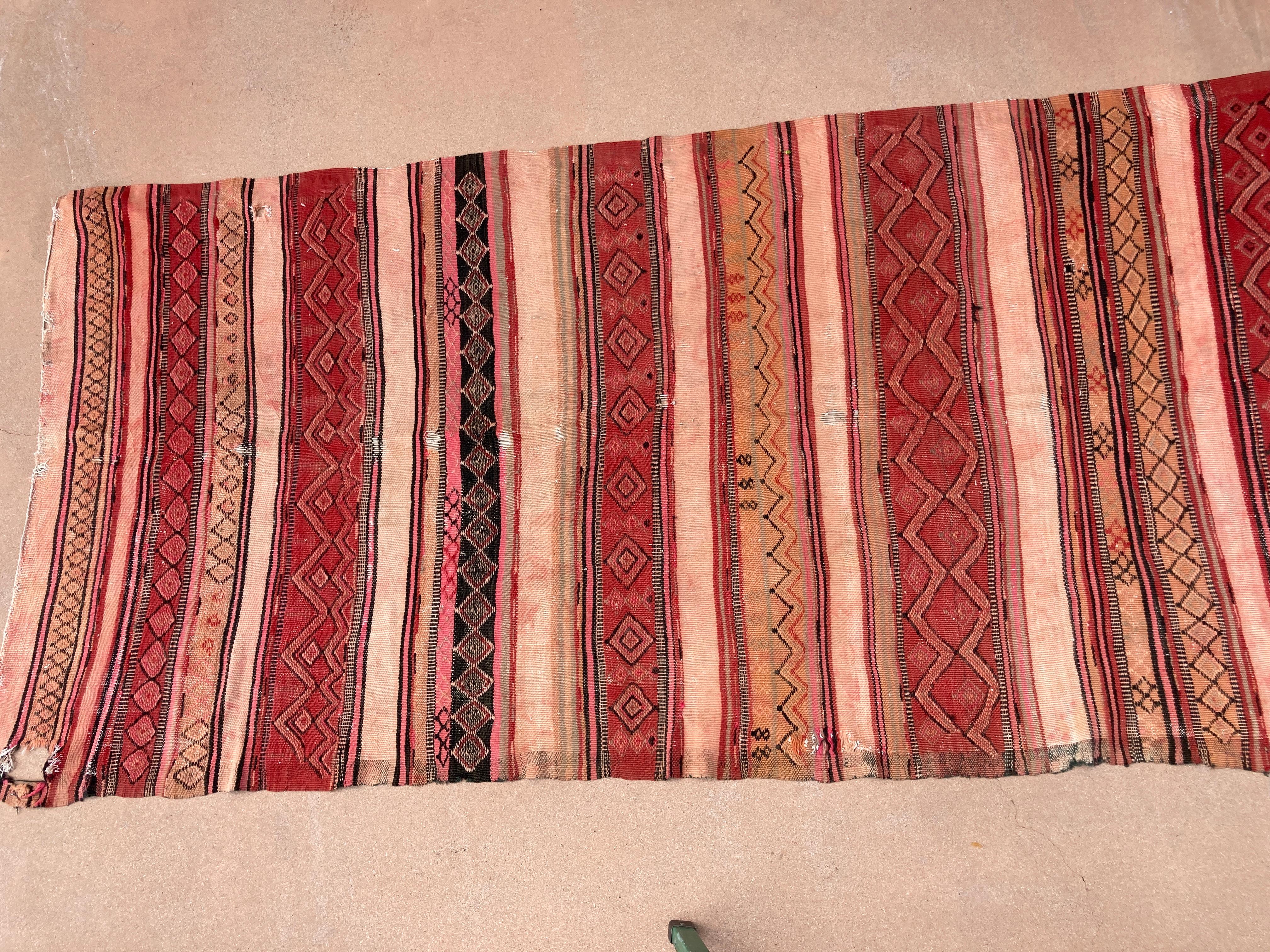 Folk Art Moroccan Vintage Kilim Tribal Rug, circa 1960's For Sale