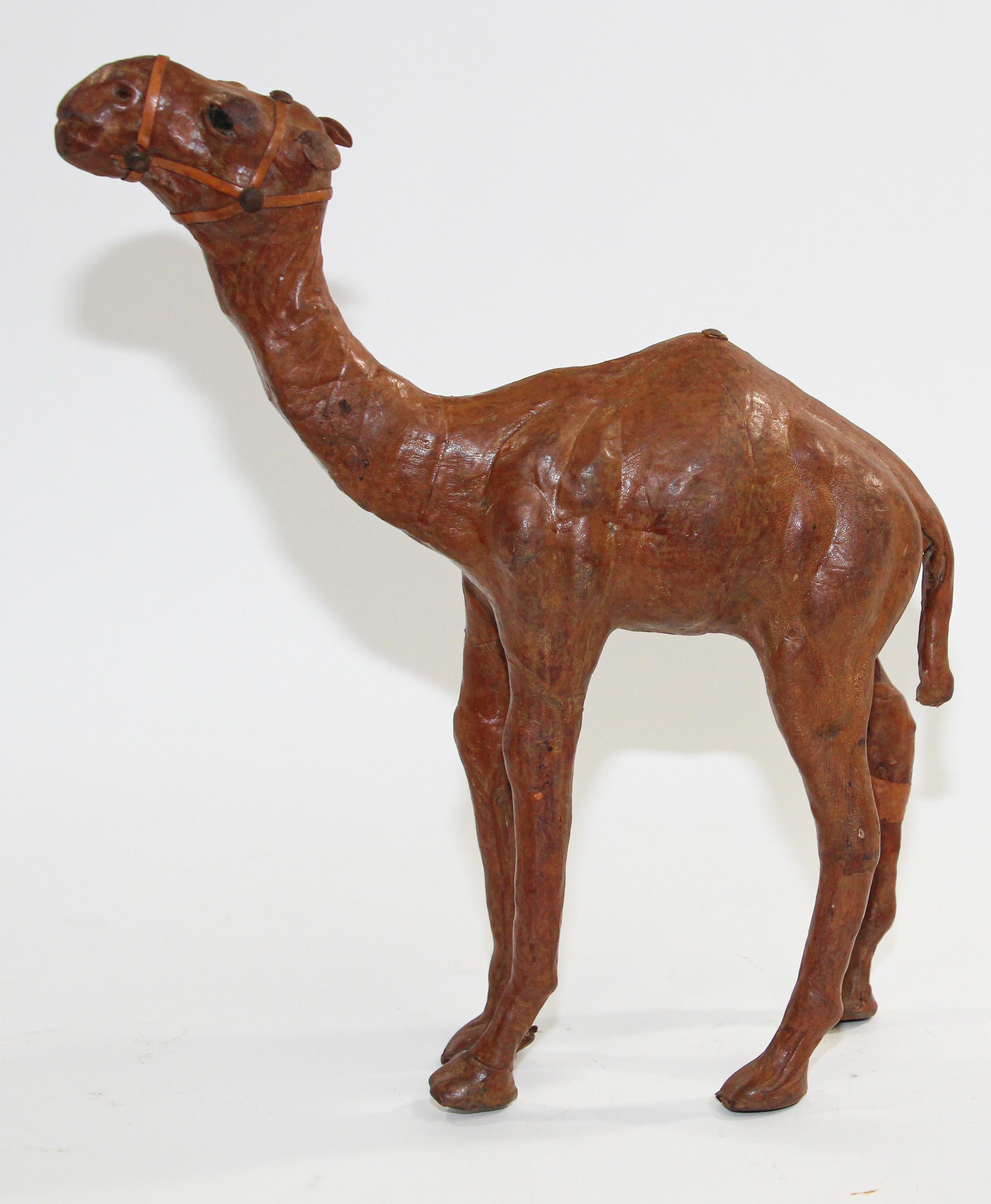 Moroccan Vintage Leather Wrapped Camel Sculpture 2