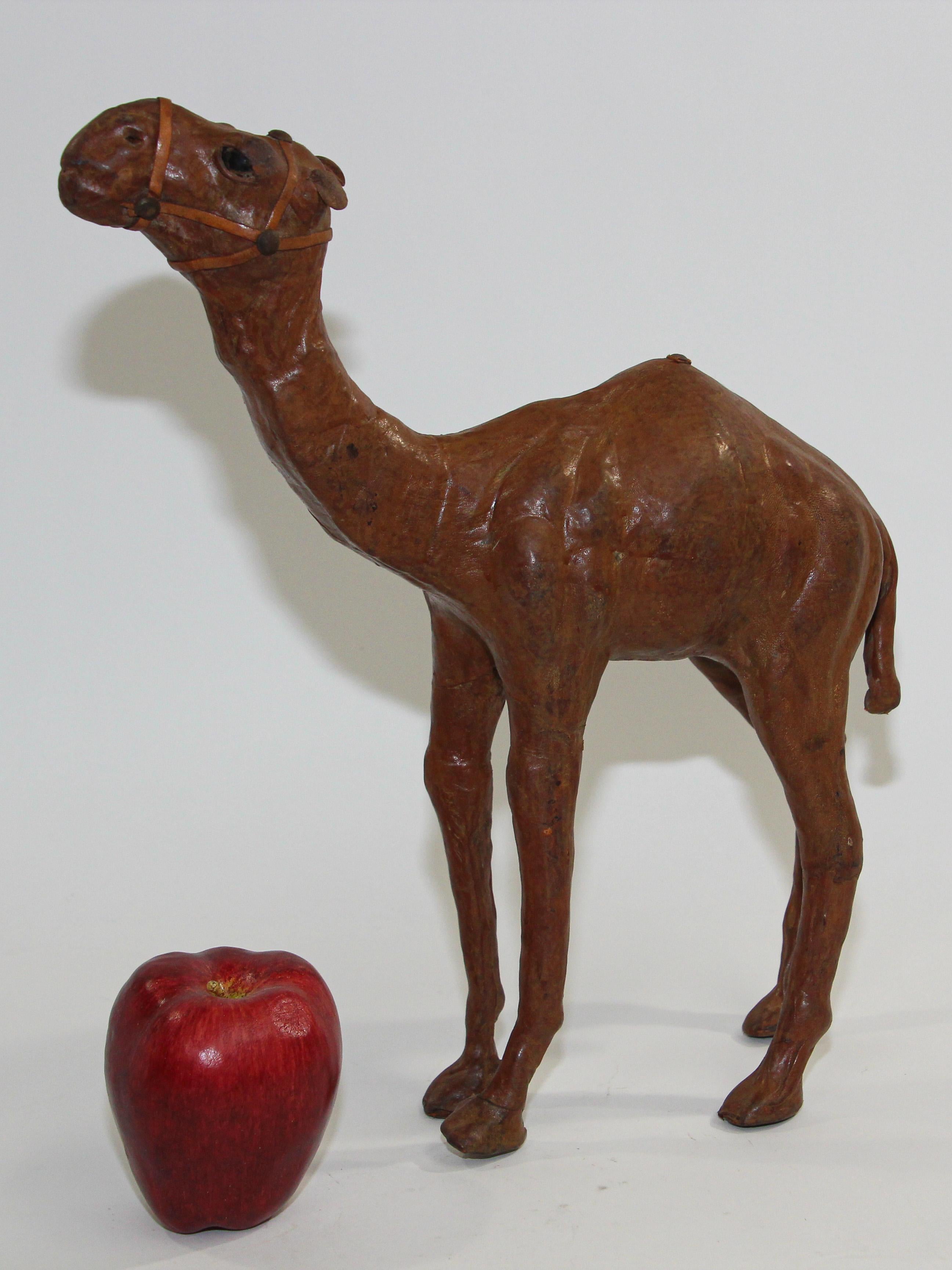 Moroccan Vintage Leather Wrapped Camel Sculpture 5