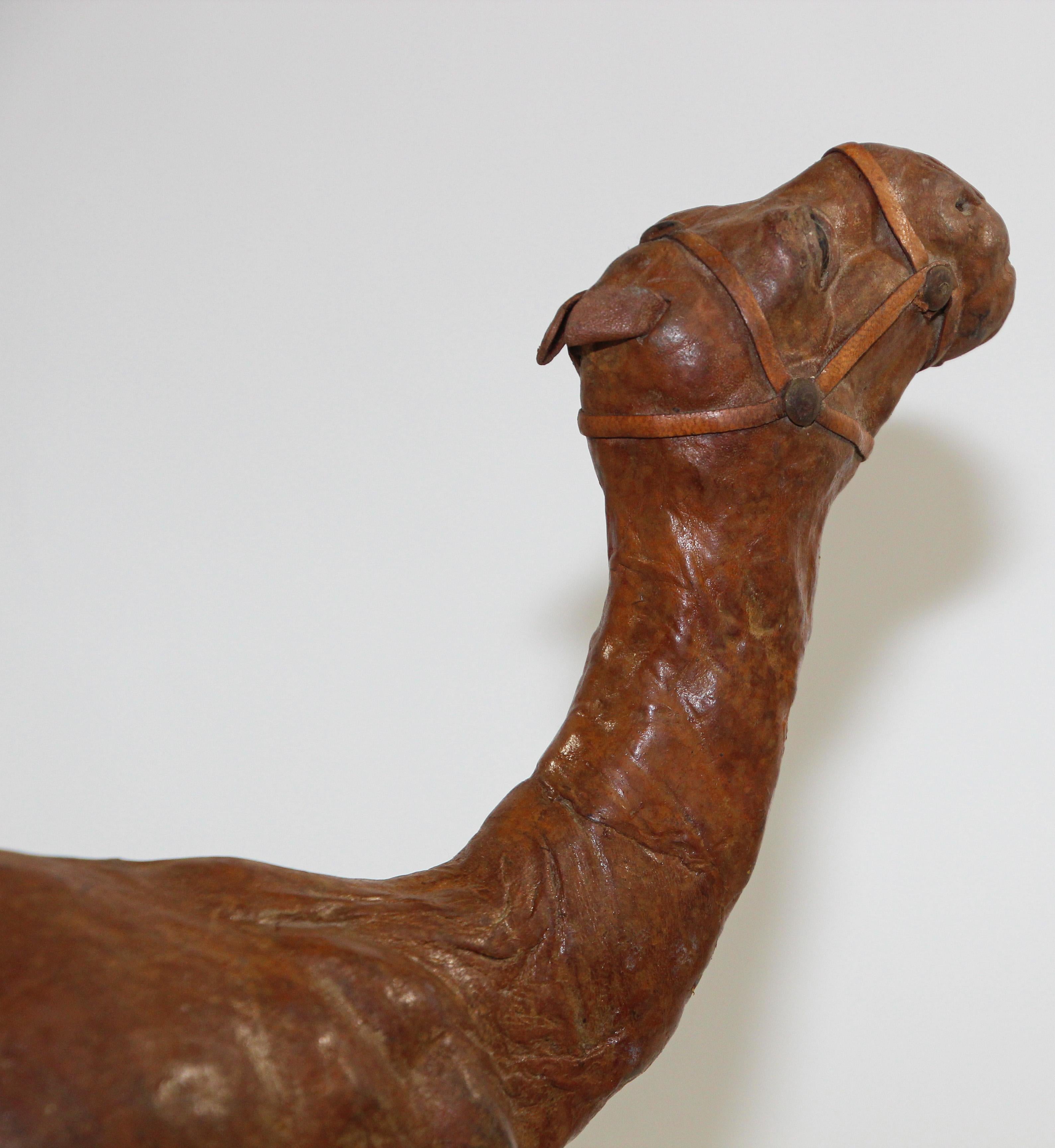 20th Century Moroccan Vintage Leather Wrapped Camel Sculpture