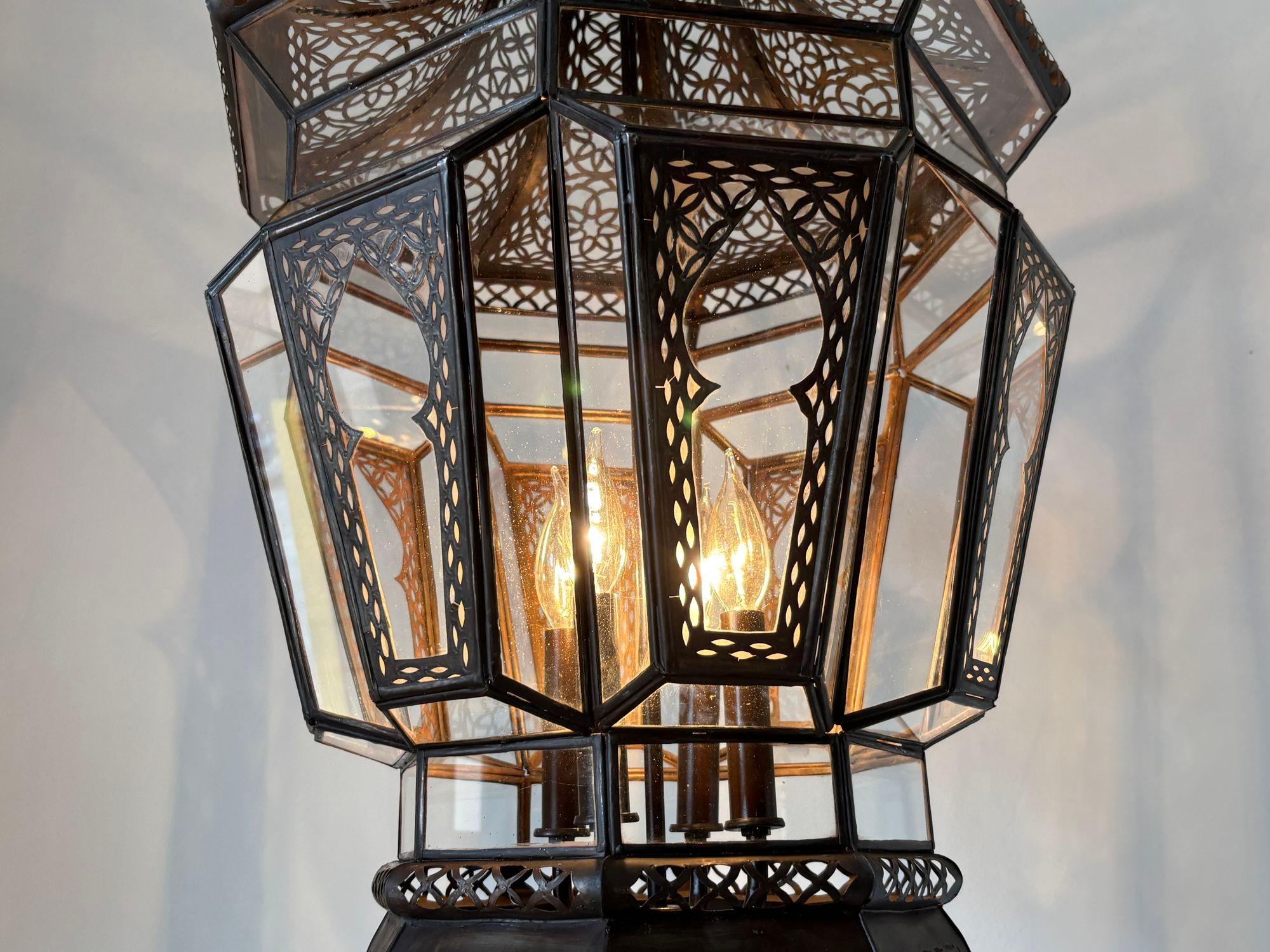 Marokkanische maurische Vintage-Hängelampe aus Glas, Marokkanisch, Paar im Angebot 5