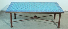 Moroccan Vintage Mosaic Blue Tile Rectangular Coffee Table