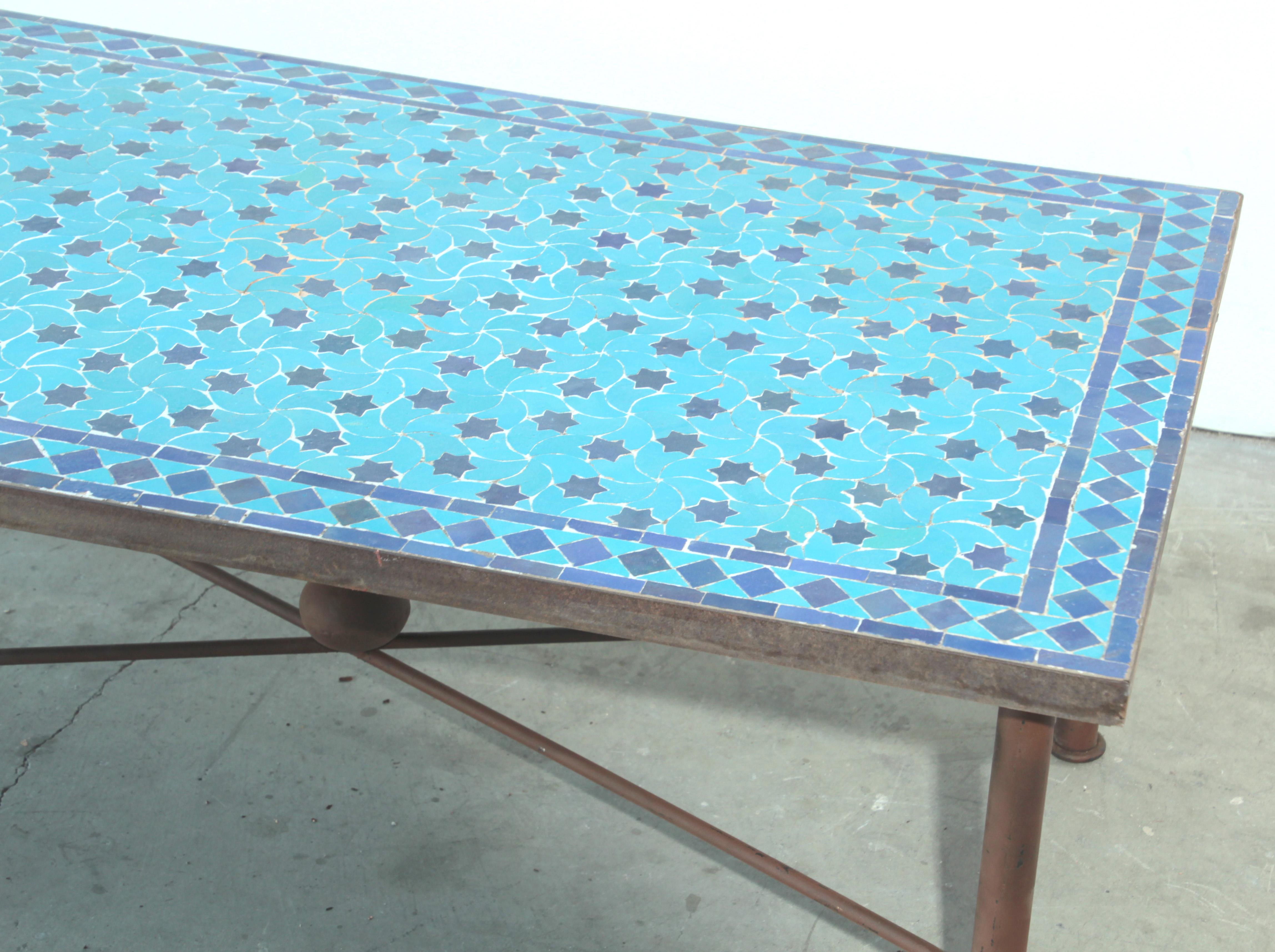 blue tile table