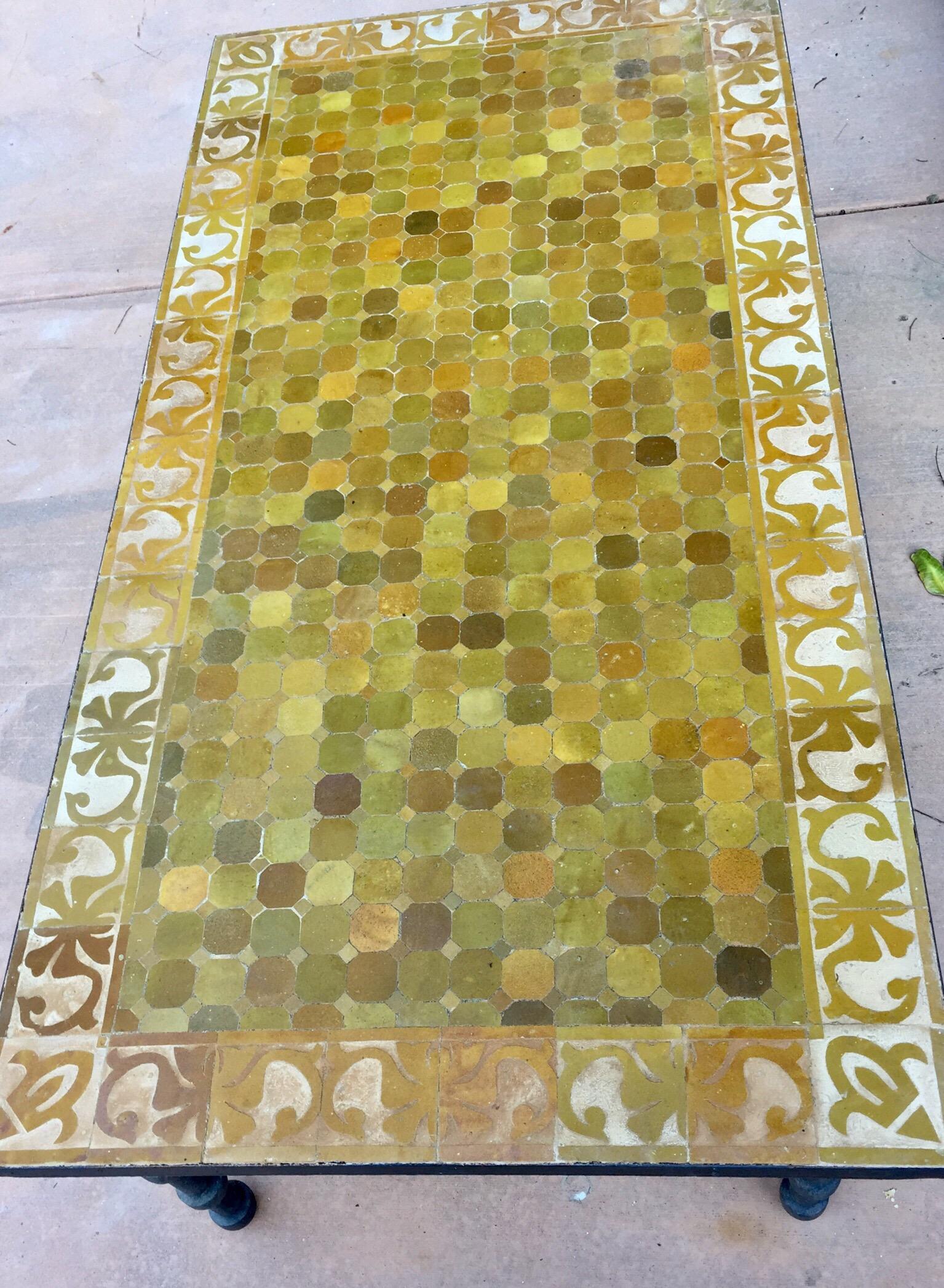 Moroccan Vintage Mosaic Brown Tile Rectangular Coffee Table 5