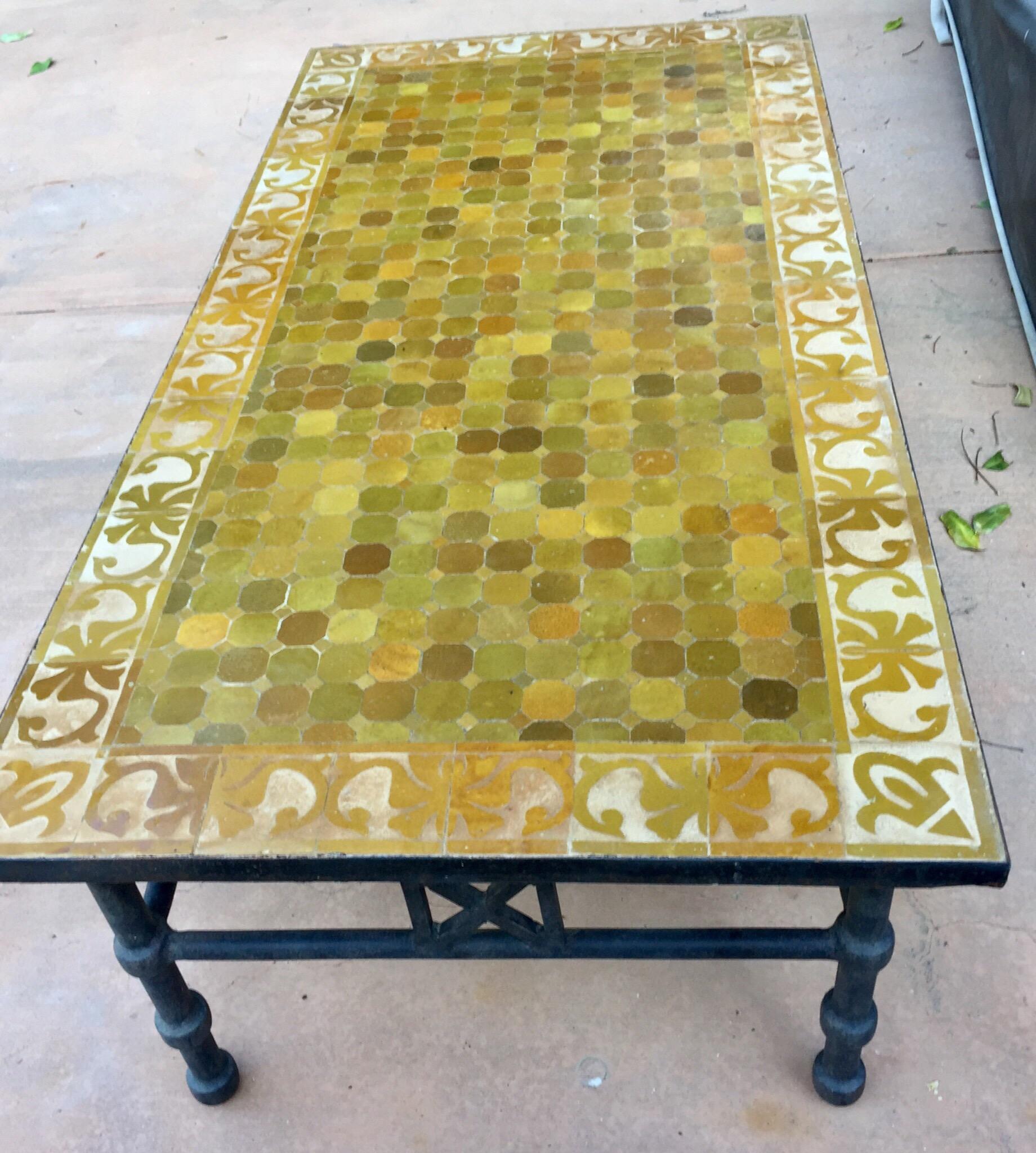Moroccan Vintage Mosaic Brown Tile Rectangular Coffee Table 6