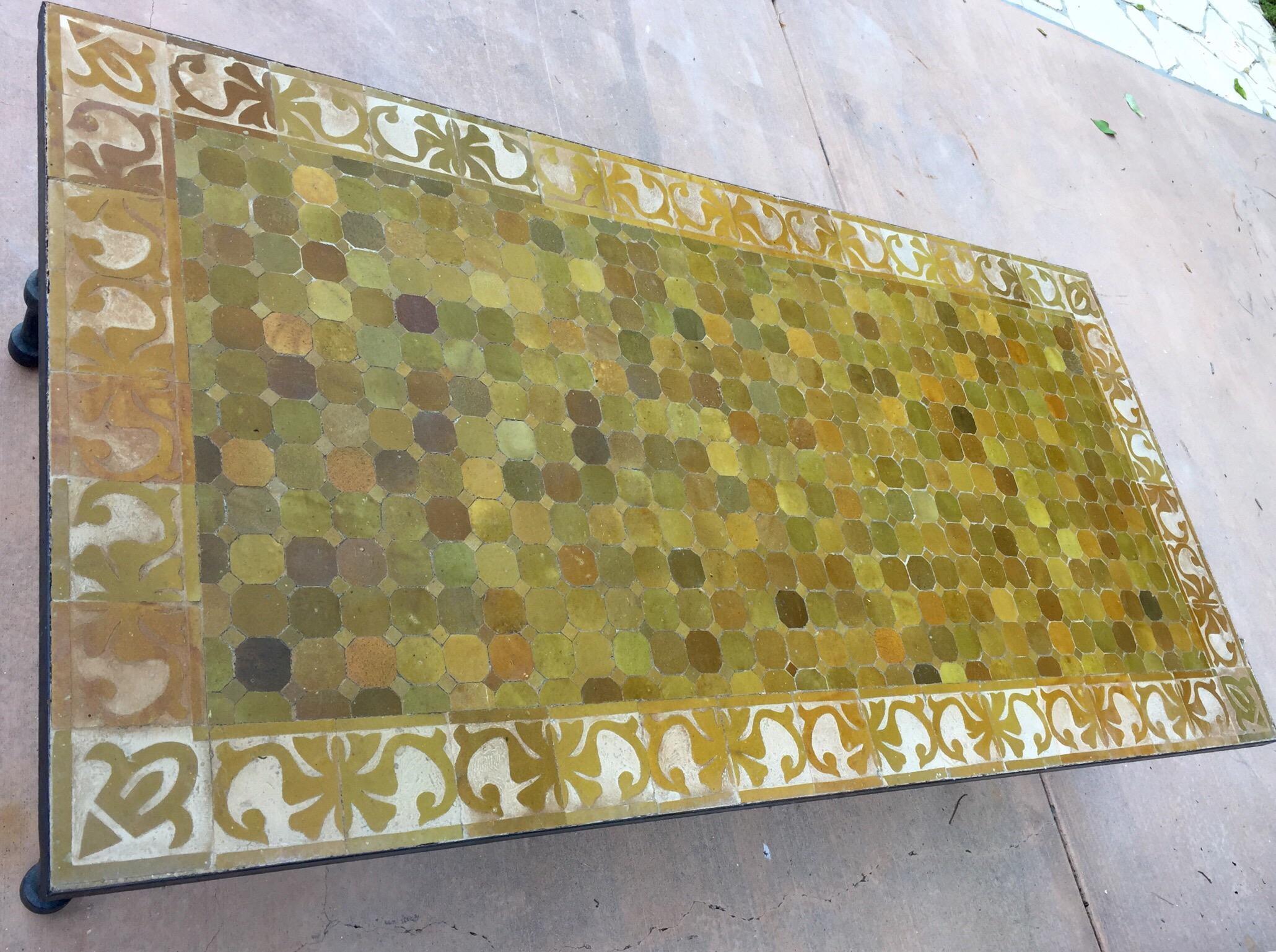 Moroccan Vintage Mosaic Brown Tile Rectangular Coffee Table 7