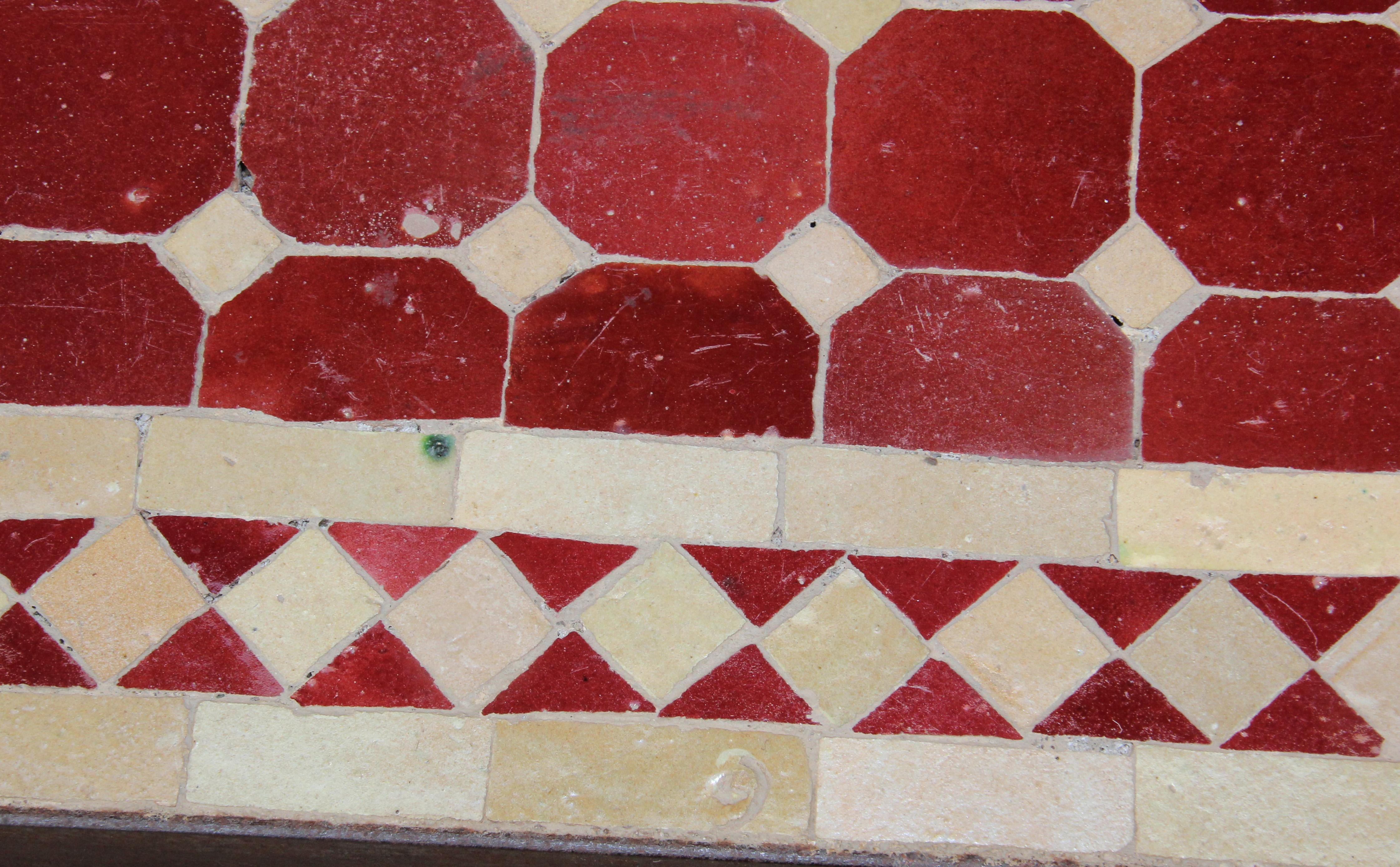 Moroccan Vintage Mosaic Red Tile Rectangular Side Table 1