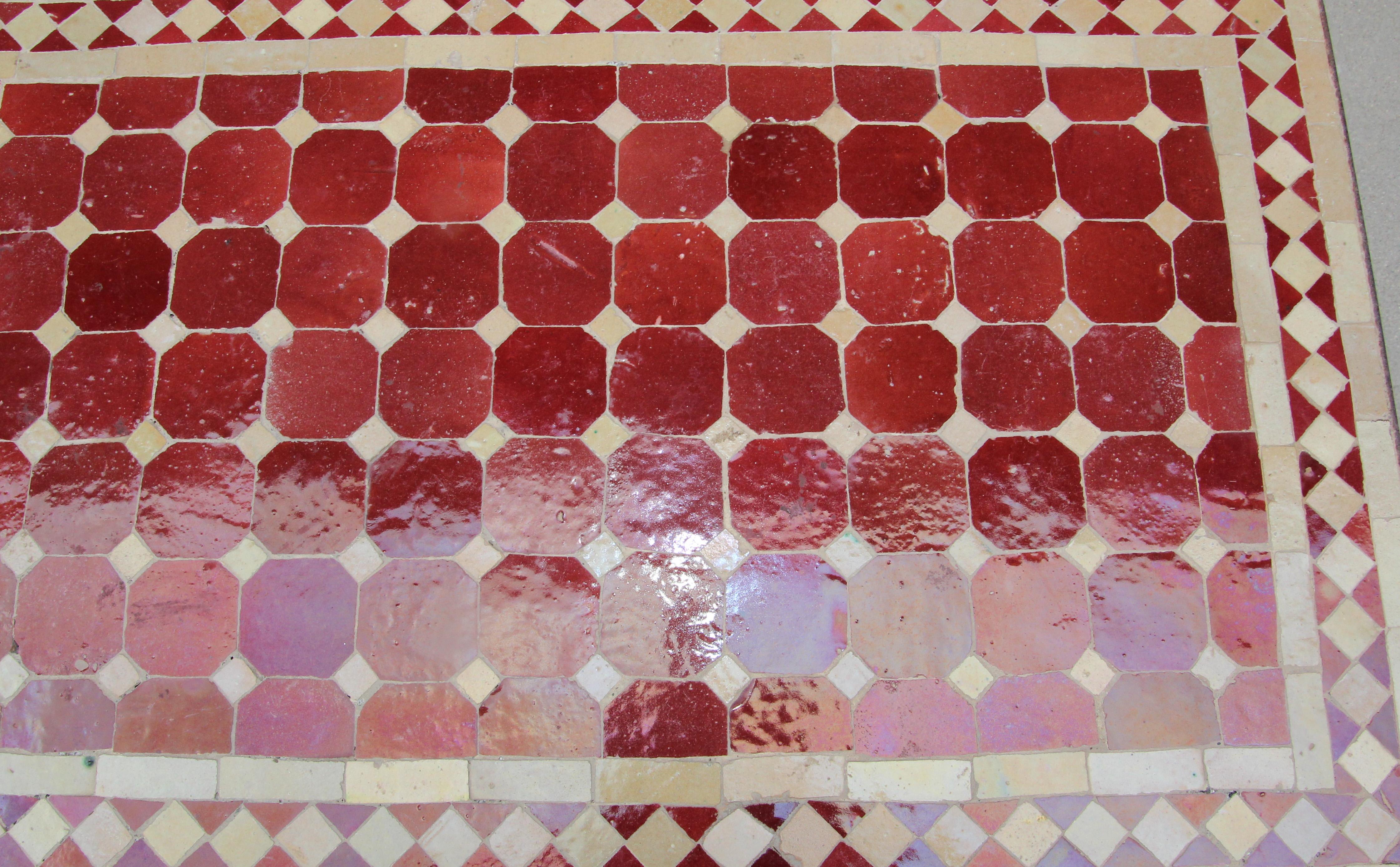 Moroccan Vintage Mosaic Red Tile Rectangular Side Table 3