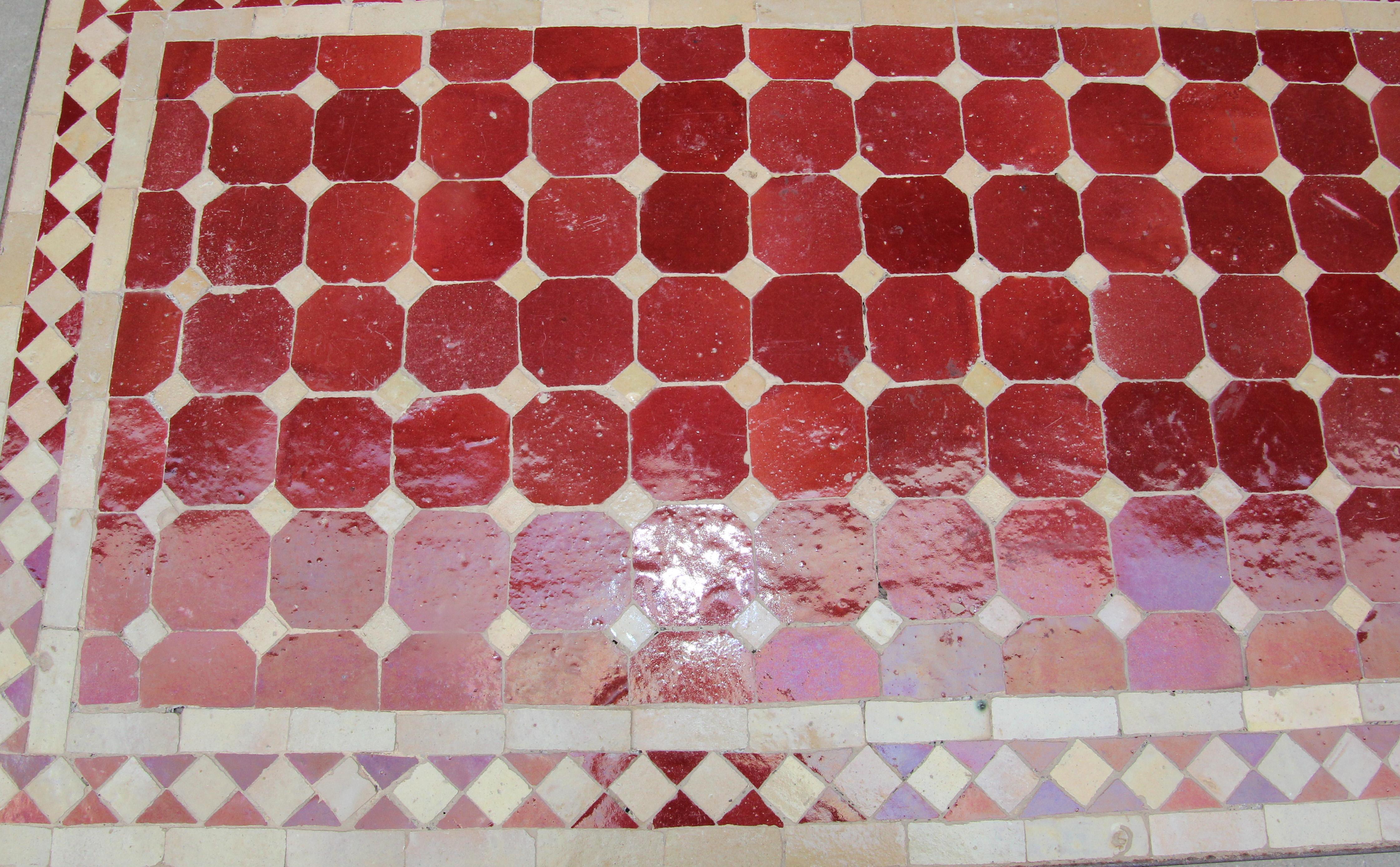 Moroccan Vintage Mosaic Red Tile Rectangular Side Table 4
