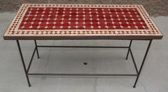 Moroccan Vintage Mosaic Red Tile Rectangular Side Table