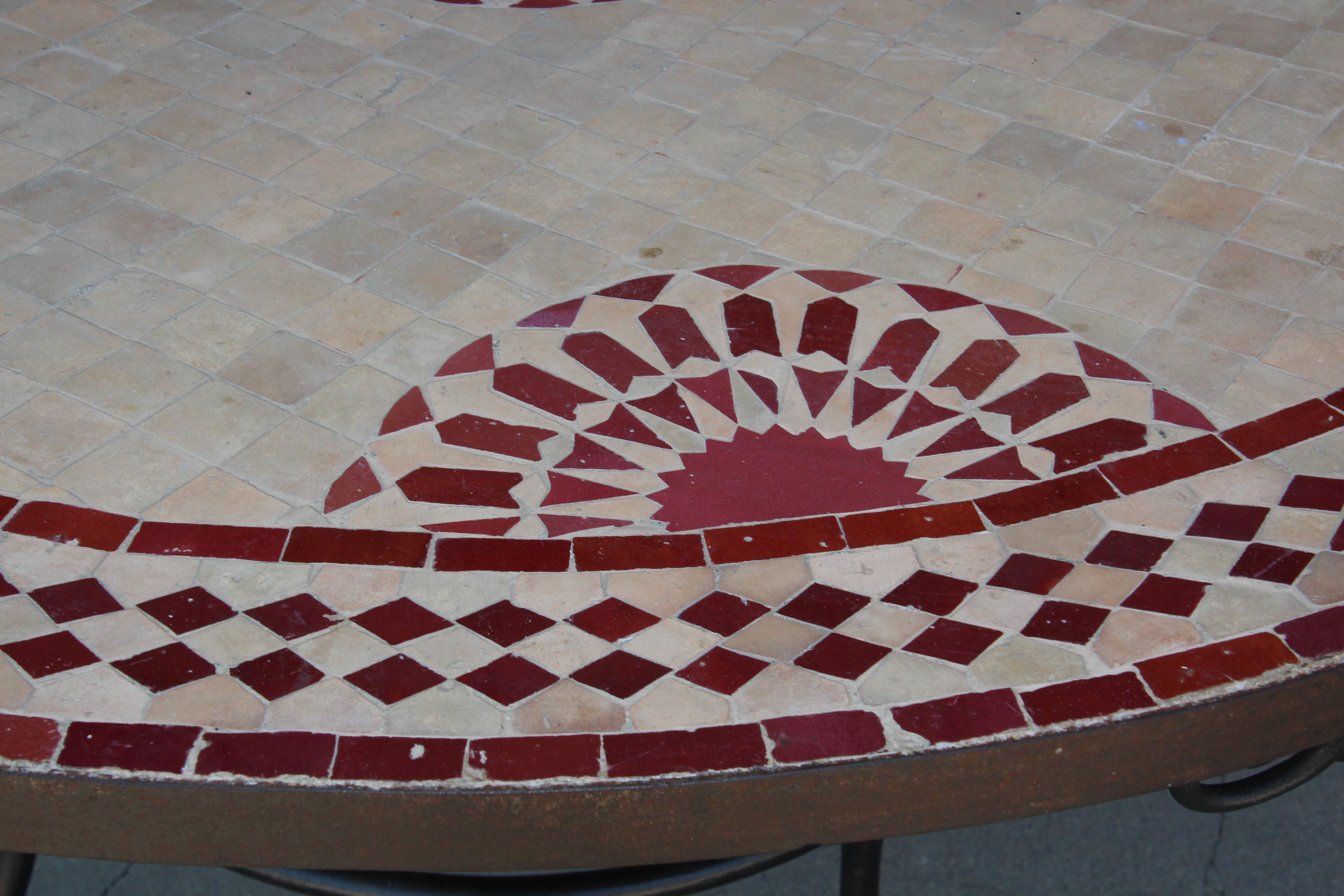 20th Century Moroccan Vintage Mosaic Tile Dining Table Indoor or Outdoor
