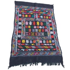 Moroccan Retro North African Black Tribal Kilim Rug