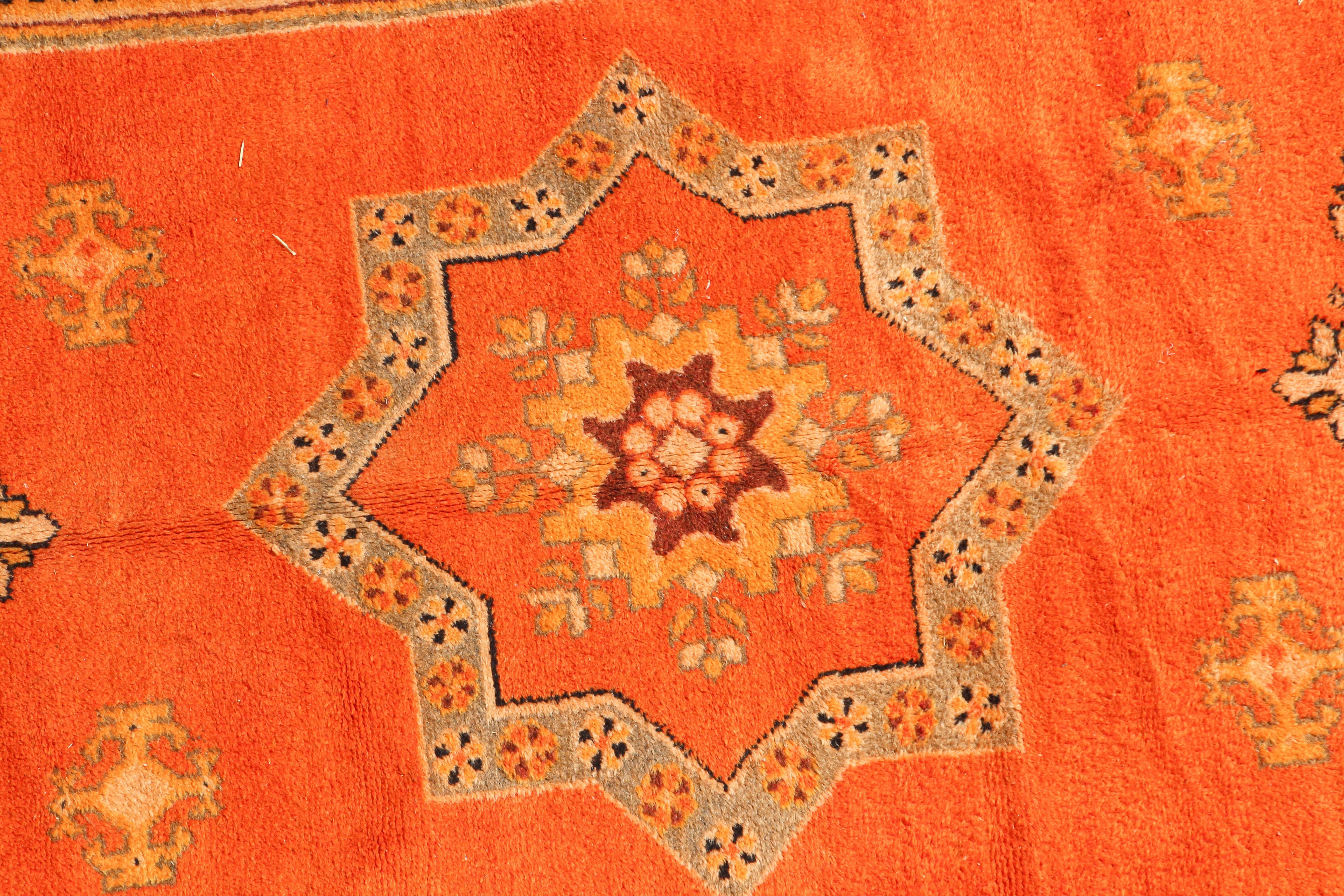 1960s Moroccan Vintage Orange Color Tribal African Pile Rug For Sale 11