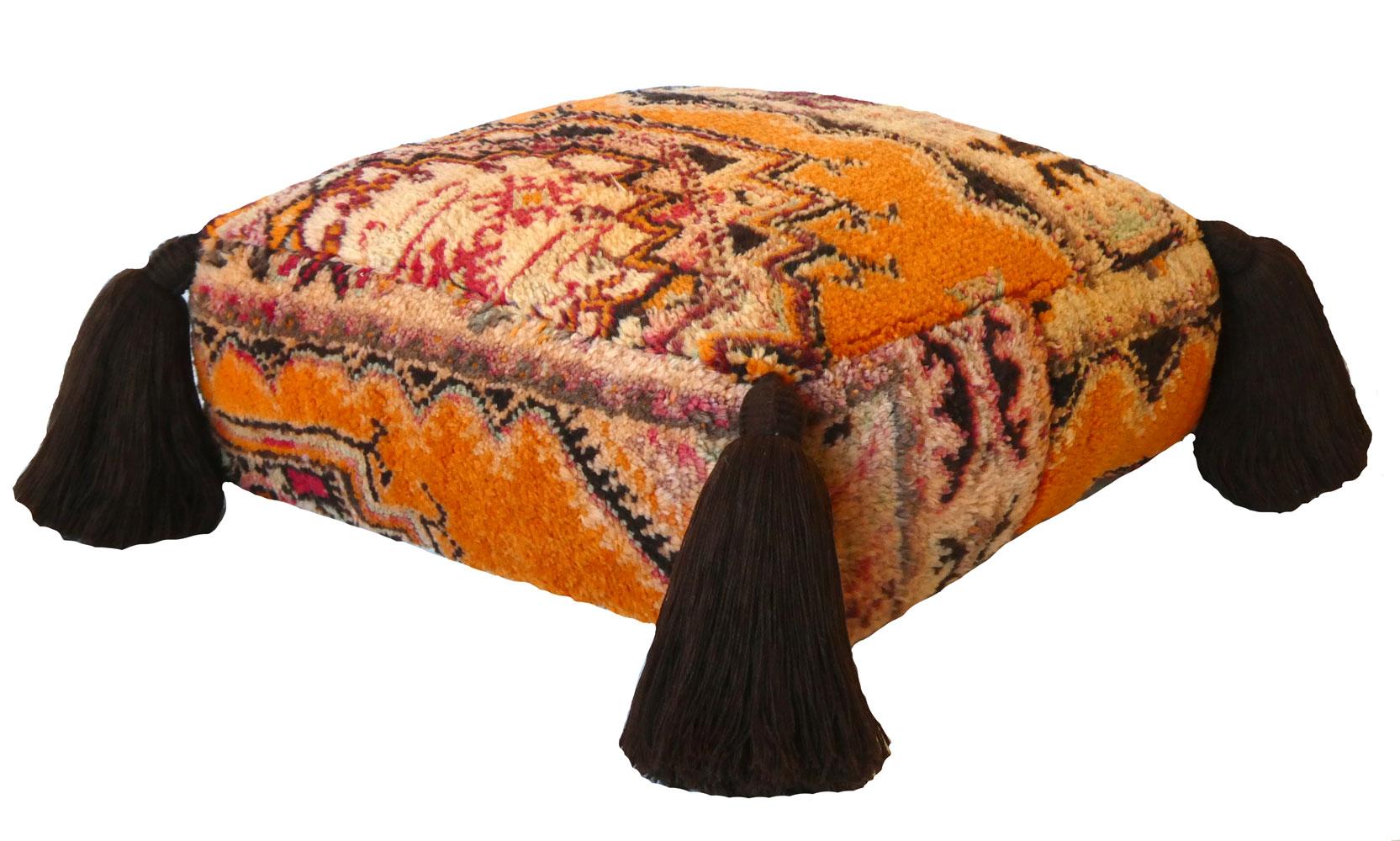 Vintage Marokkanische Wolle Pouf Bodenkissen (Ende des 20. Jahrhunderts) im Angebot