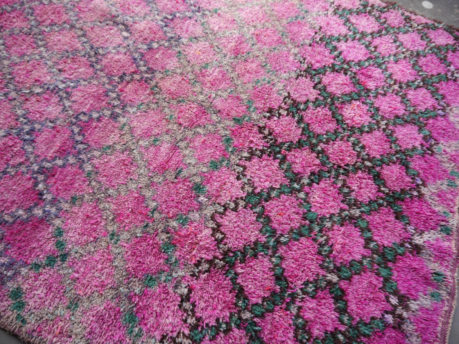 Moroccan Vintage Rug Abstract Design Berber Lilac Green In Good Condition For Sale In Lohr, Bavaria, DE