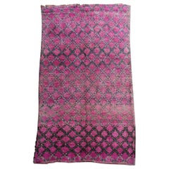 Moroccan Vintage Rug Abstract Design Berber Lilac Green