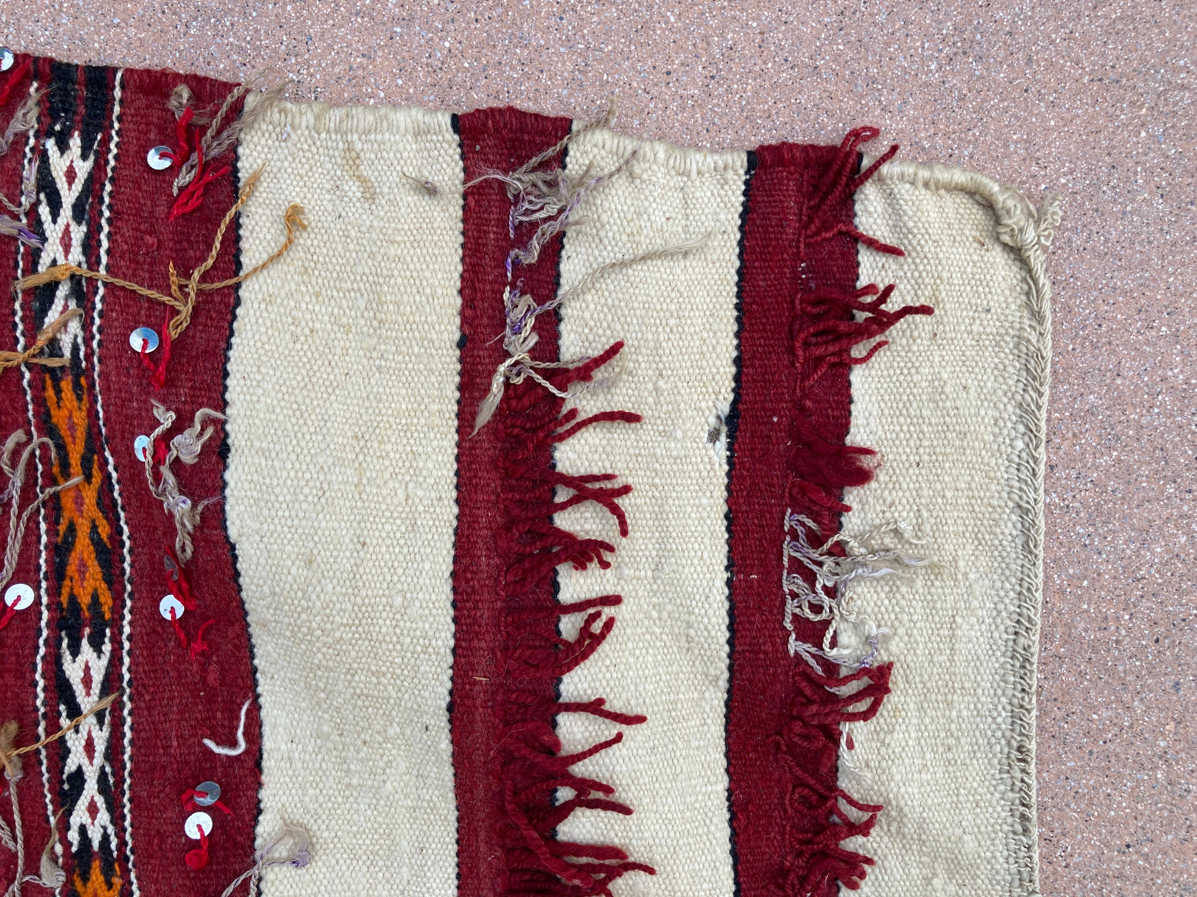 1960s Authentic Moroccan Vintage Tribal Kilim Handira Rug For Sale 5