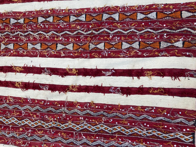 Moroccan Vintage Tribal Kilim Handira Rug, circa 1960 For Sale 6