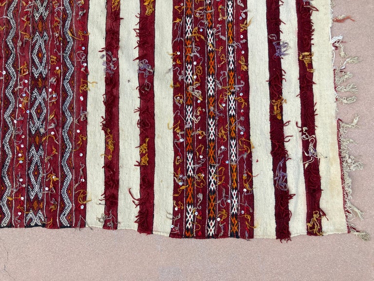 Moroccan Vintage Tribal Kilim Handira Rug, circa 1960 For Sale 7
