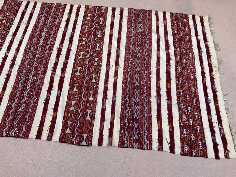 Moroccan Vintage Tribal Kilim Handira Rug, circa 1960 For Sale 11