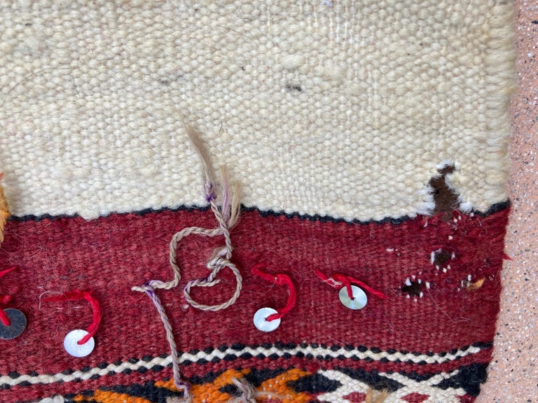 Moroccan Vintage Tribal Kilim Handira Rug, circa 1960 For Sale 2