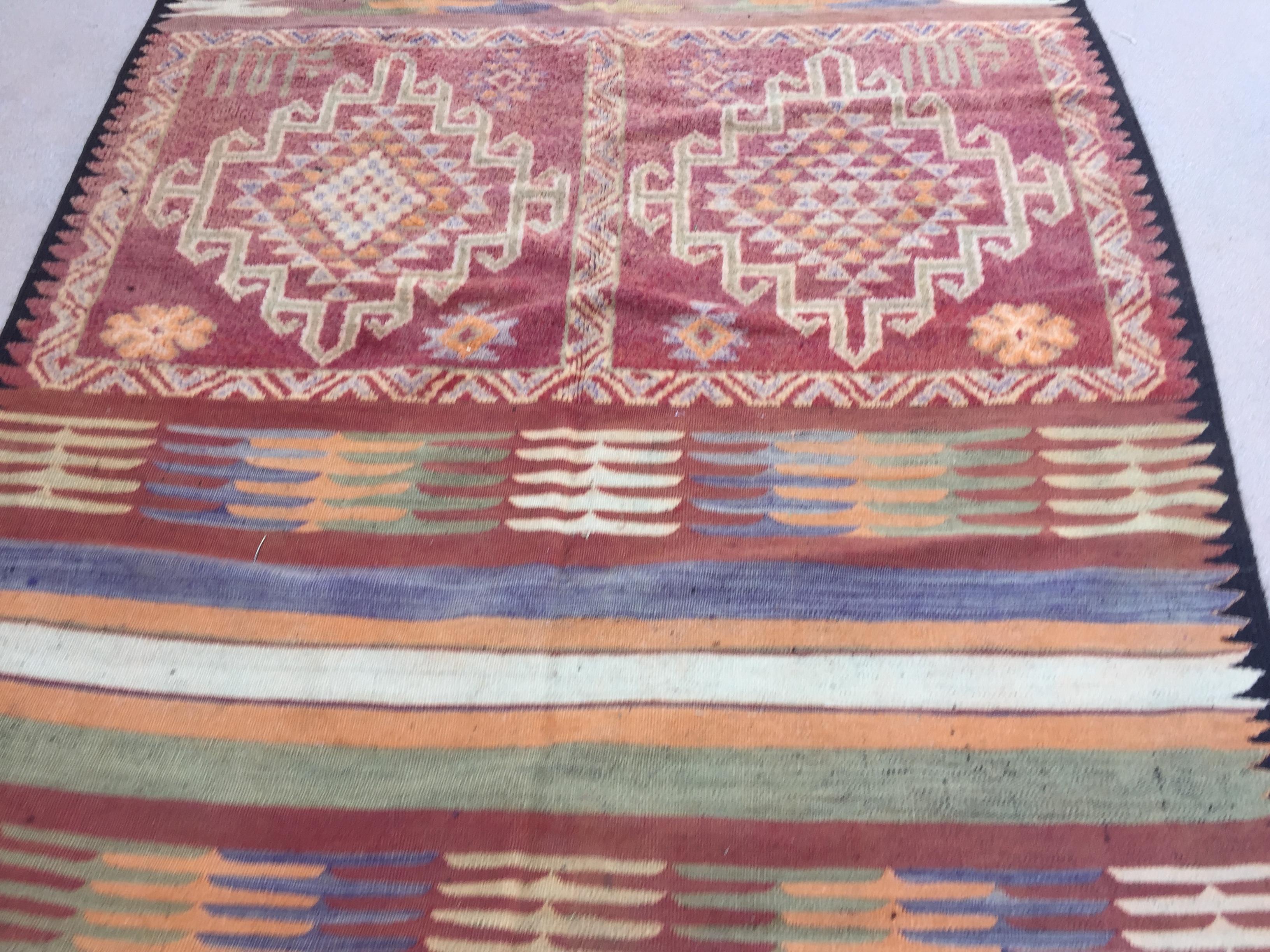 1960s Authentic Moroccan Vintage Tribal Rug In Good Condition For Sale In North Hollywood, CA