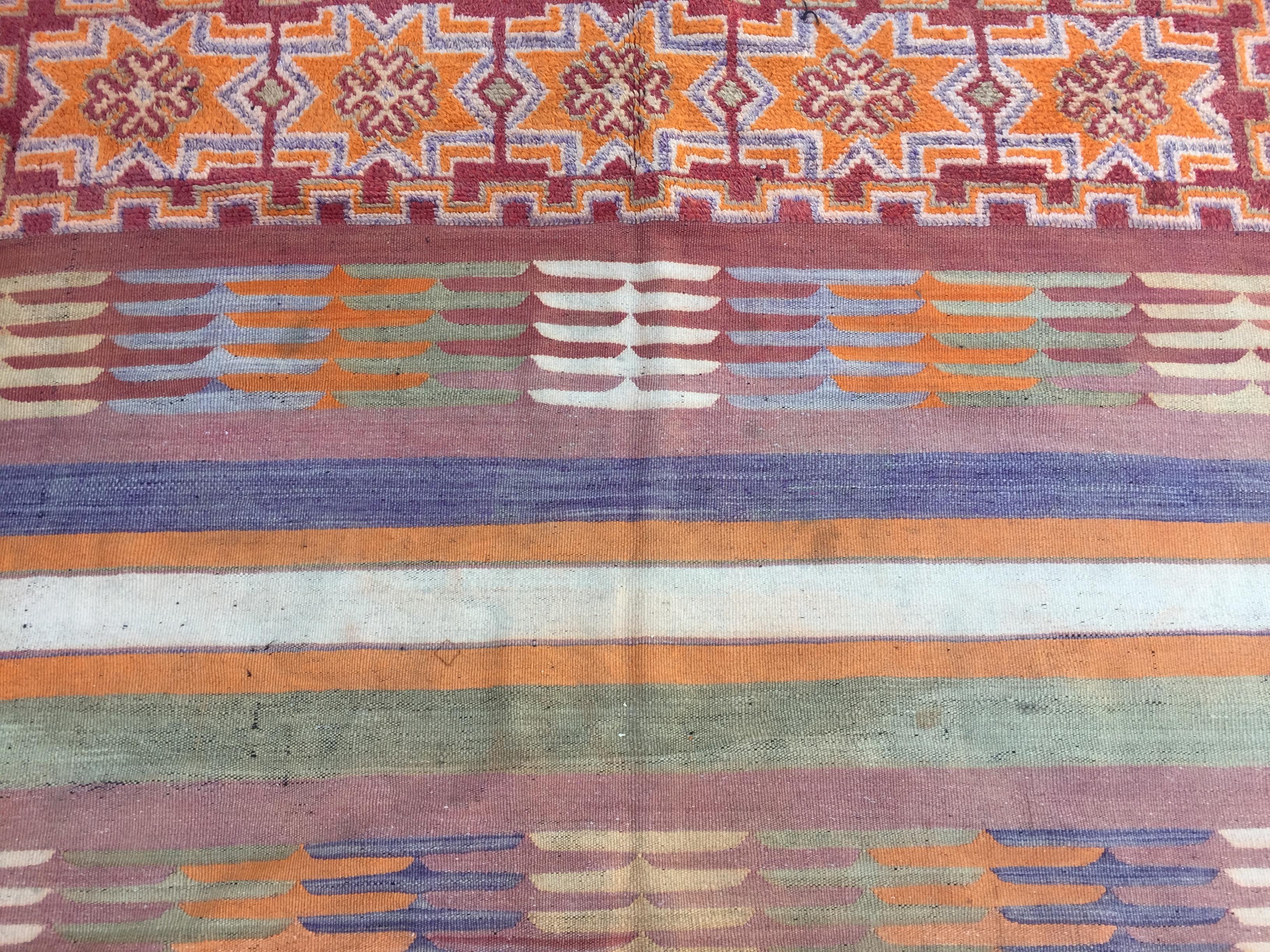 Wool 1960s Authentic Moroccan Vintage Tribal Rug For Sale