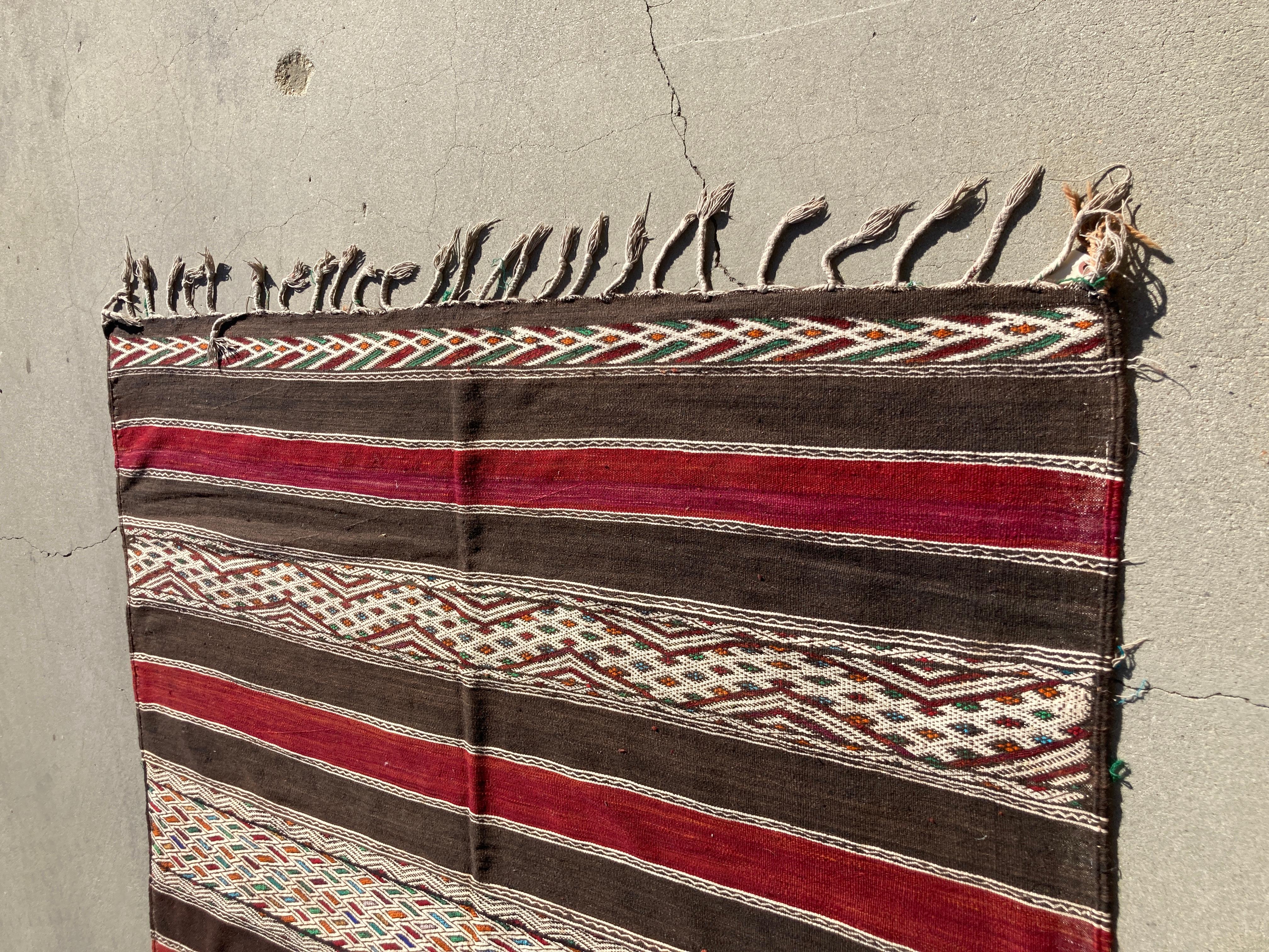 Moroccan Vintage Tribal Kilim Rug Textile North Africa For Sale 3