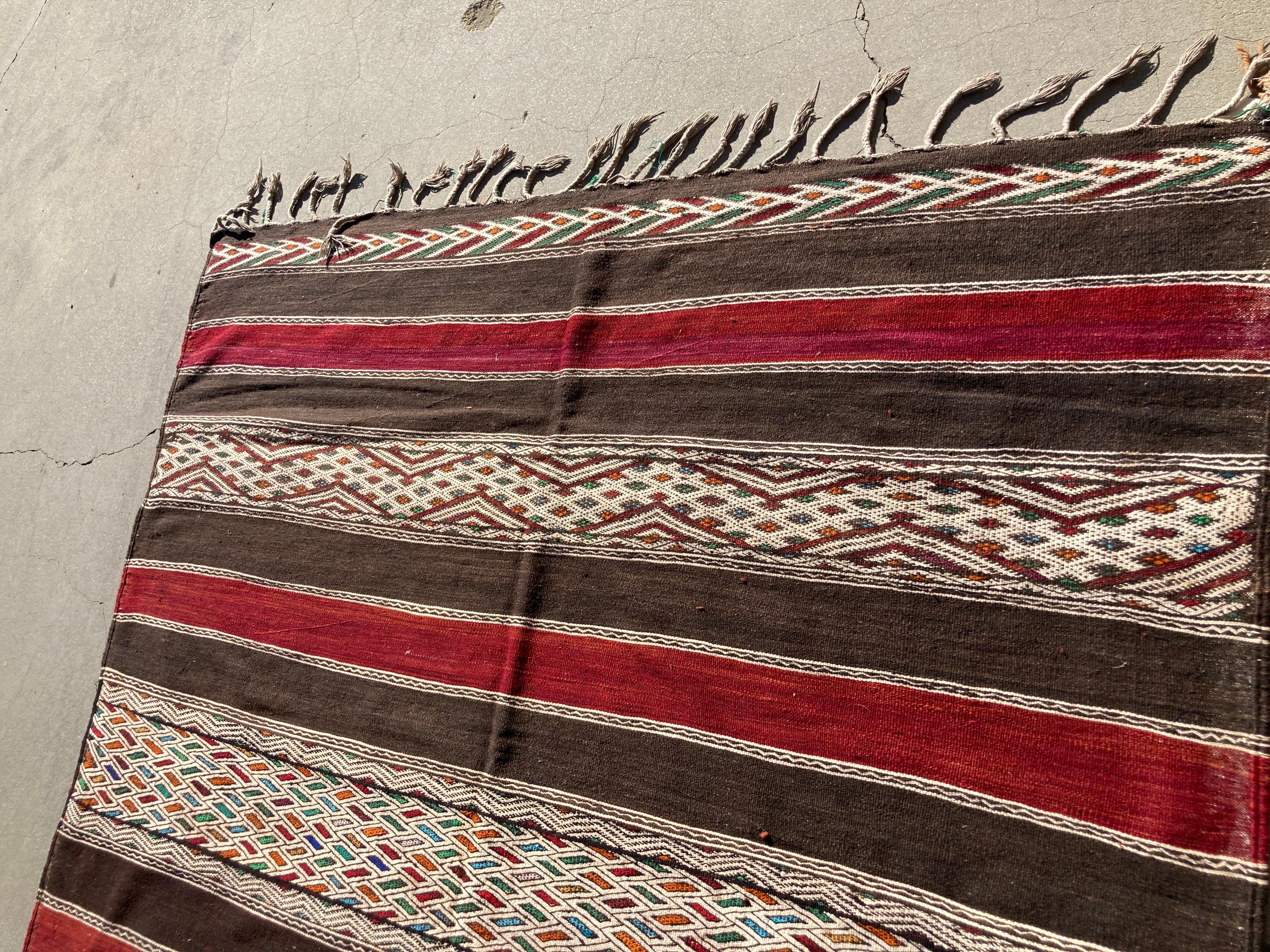 Moroccan Vintage Tribal Kilim Rug Textile North Africa For Sale 6
