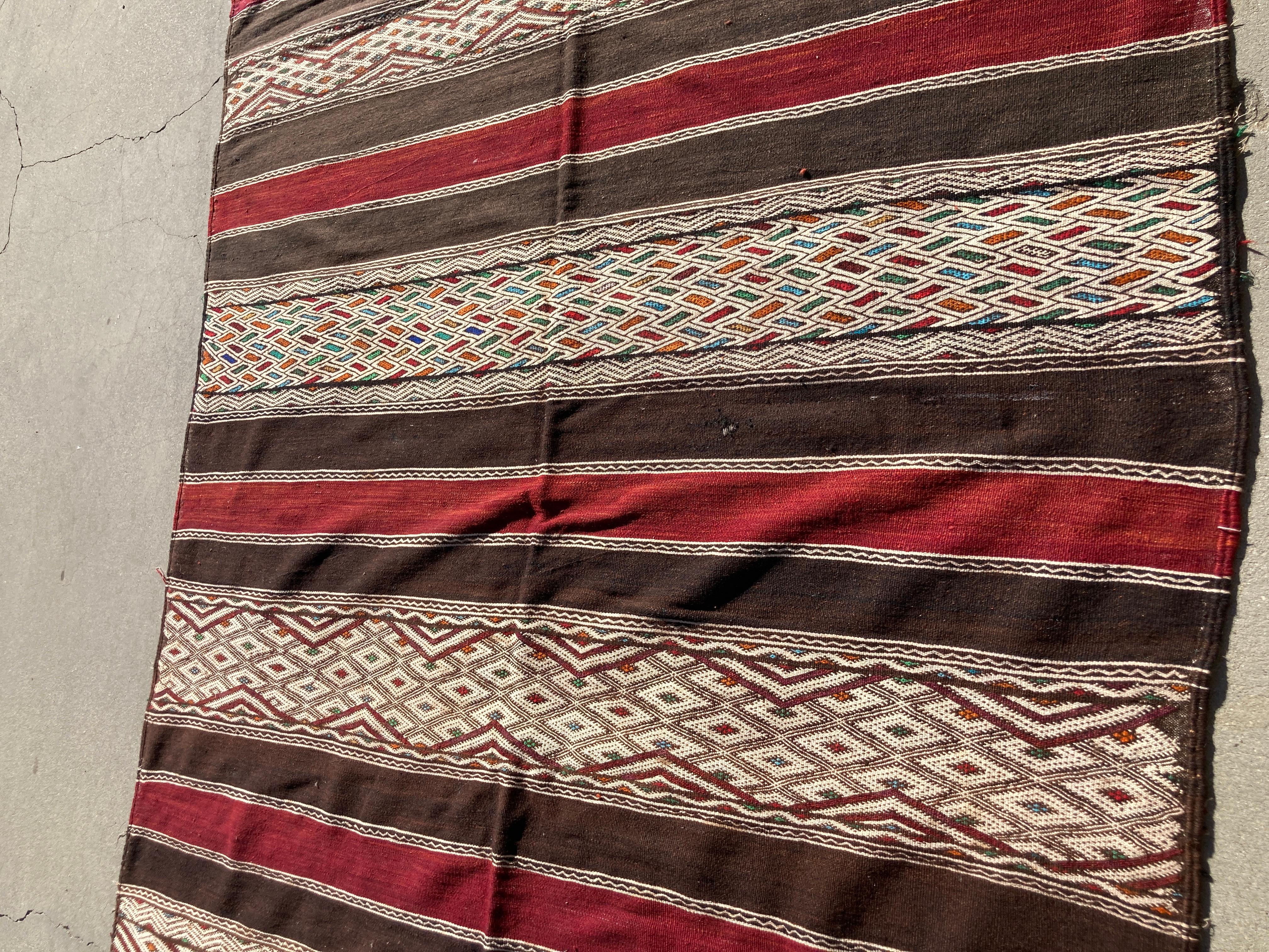 Moroccan Vintage Tribal Kilim Rug Textile North Africa For Sale 7