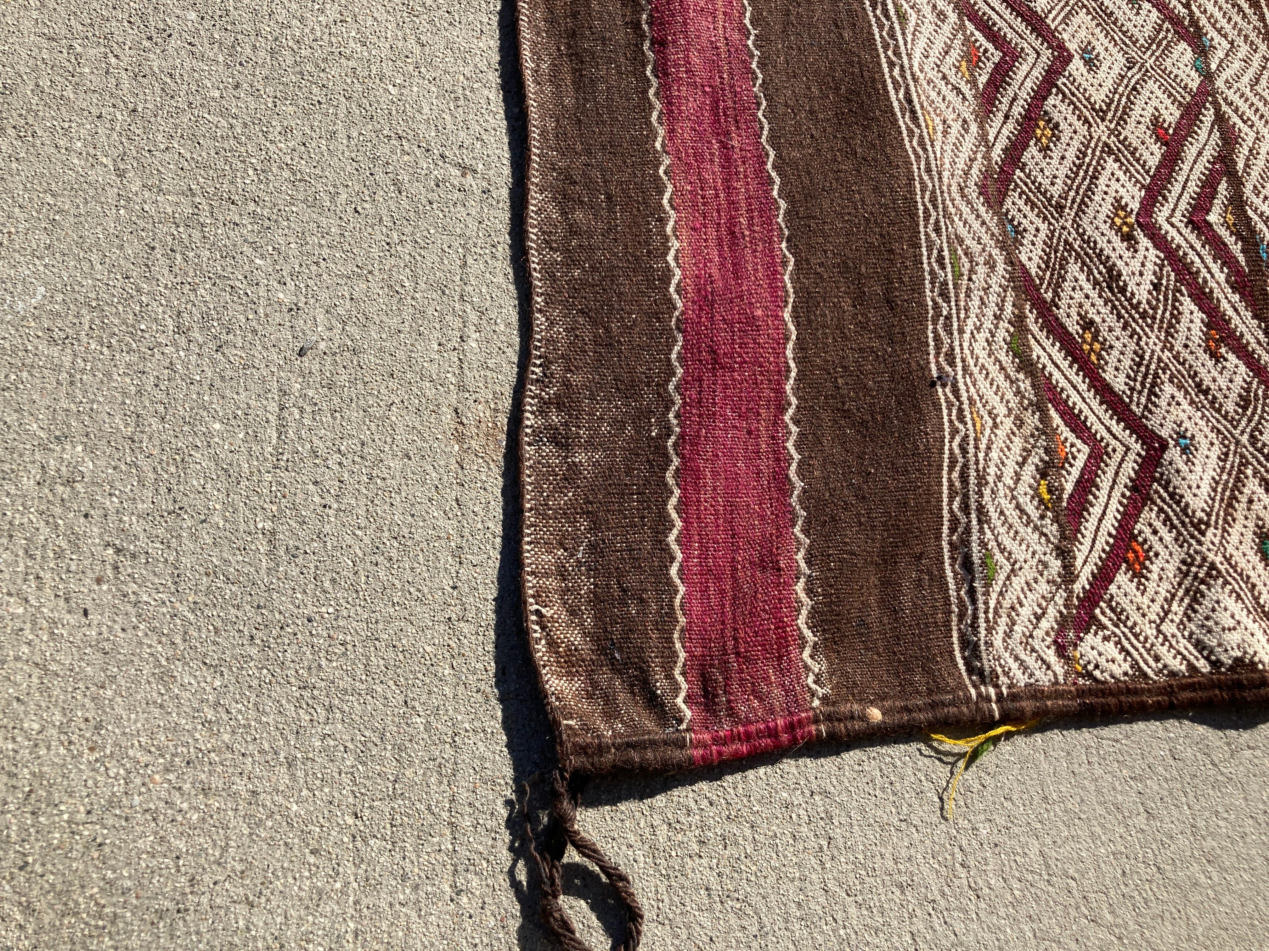 Moroccan Vintage Tribal Kilim Rug Textile North Africa For Sale 12