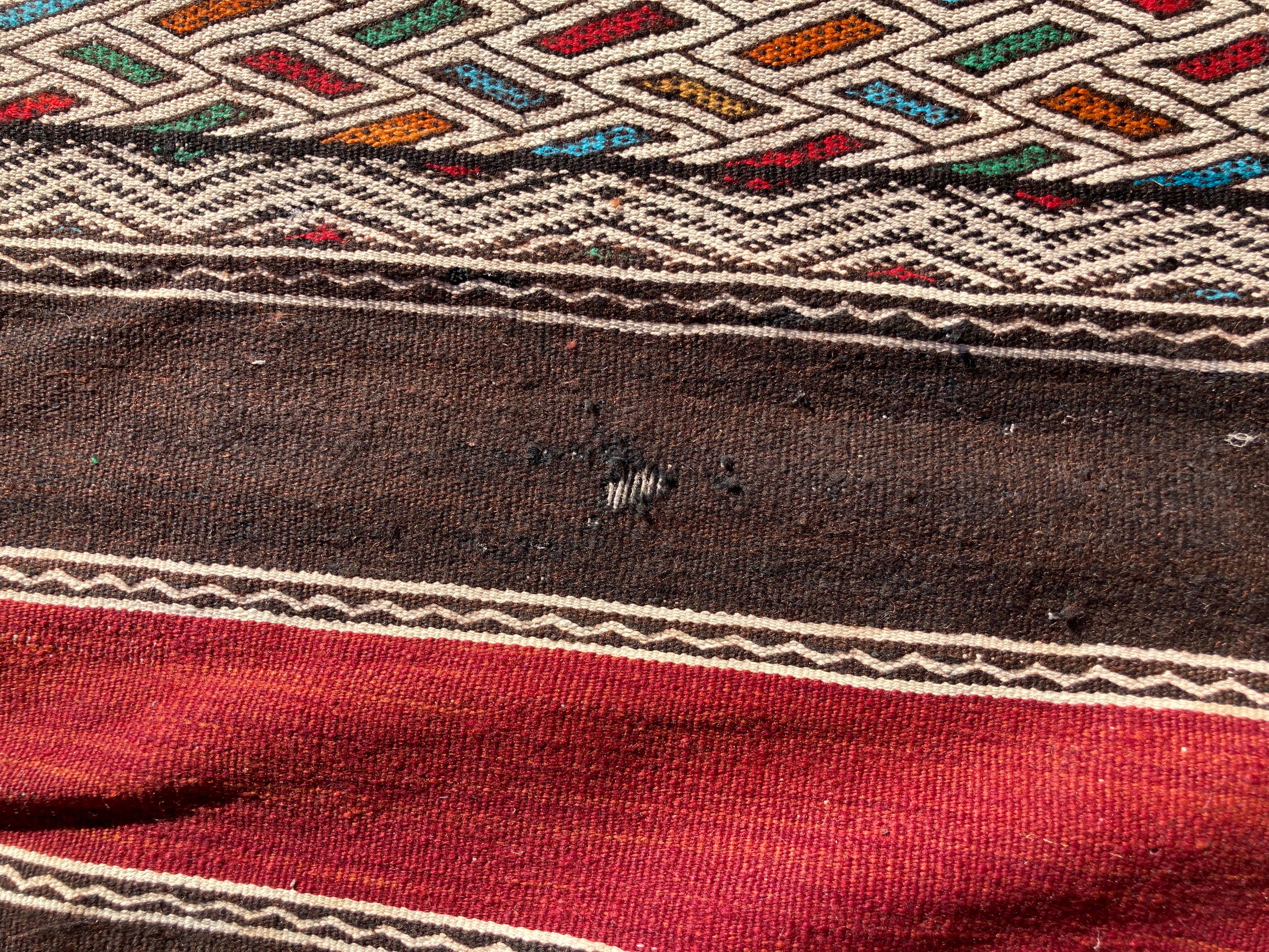 Moroccan Vintage Tribal Kilim Rug Textile North Africa For Sale 1