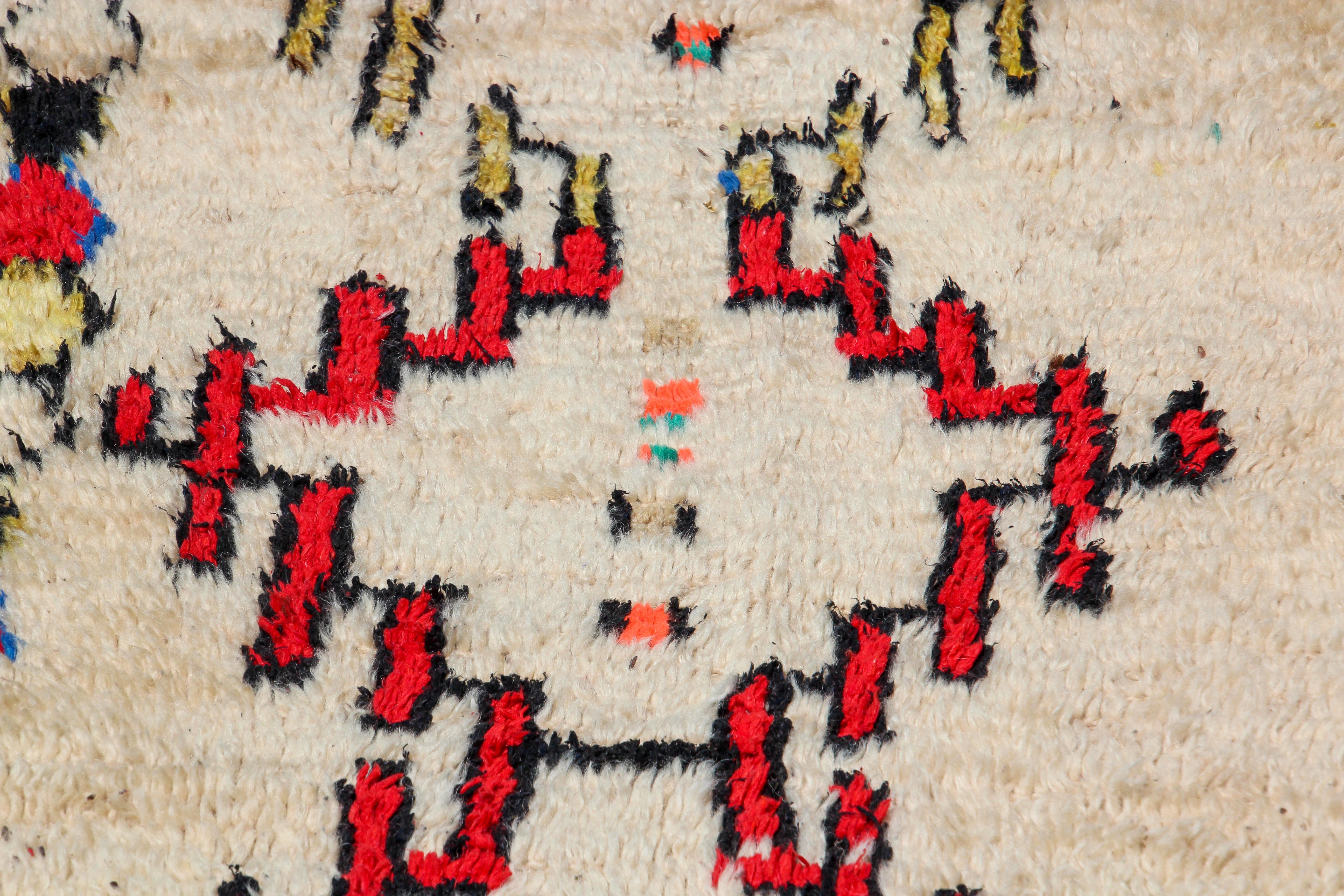 Hand-Woven 1960s Moroccan Vintage Tribal Rug from Azilal For Sale